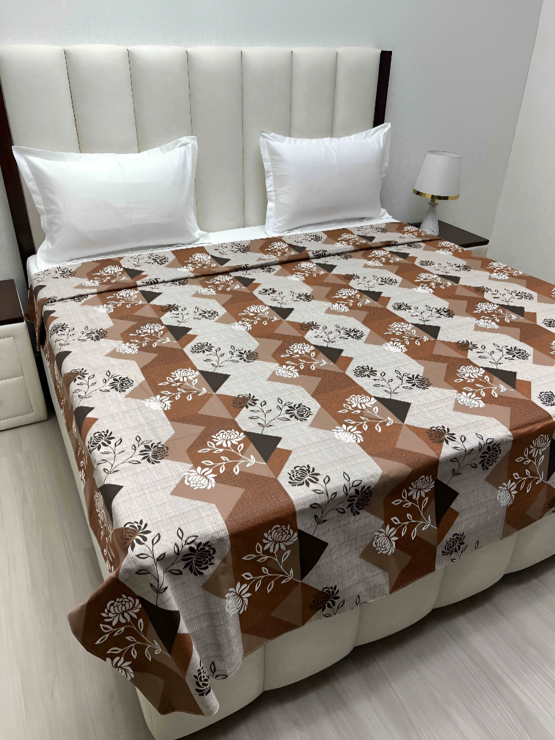 

Pure Decor Brown & Grey Floral Printed Pure Cotton King Size Duvet Cover