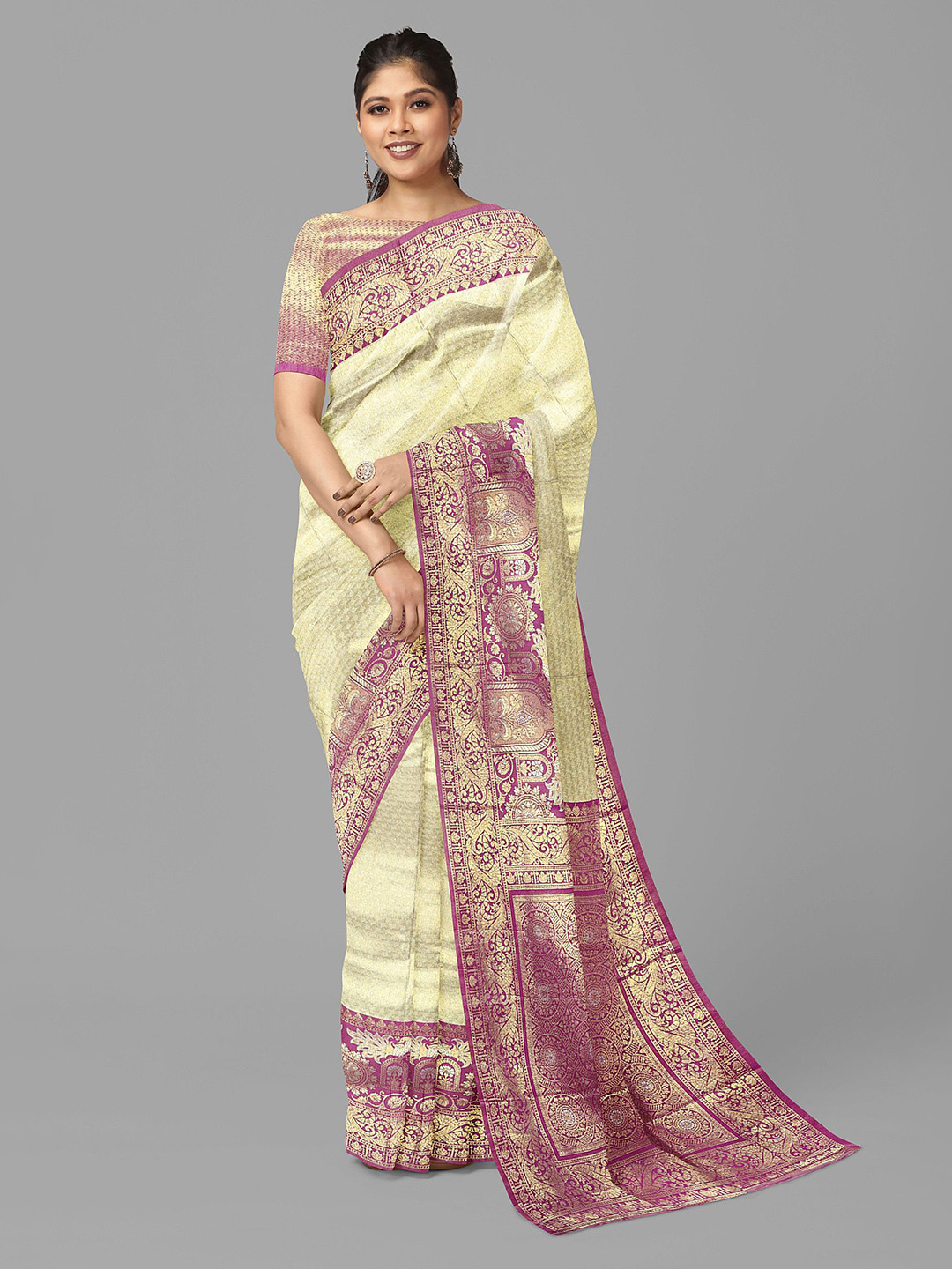 

The Chennai Silks Woven Design Zari Art Silk Ilkal Saree, Gold