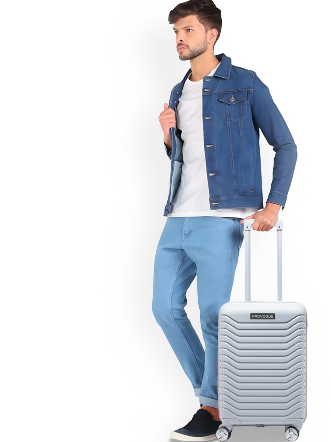 

Provogue Textured Hard-Sided Cabin Trolley Suitcase, Off white