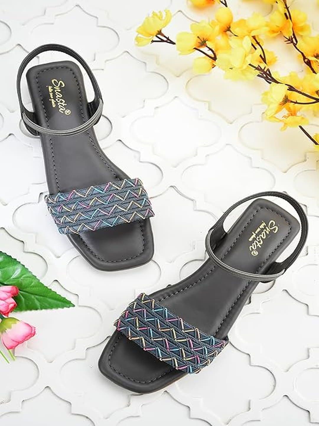 

Snasta Women T-Strap Flats, Grey