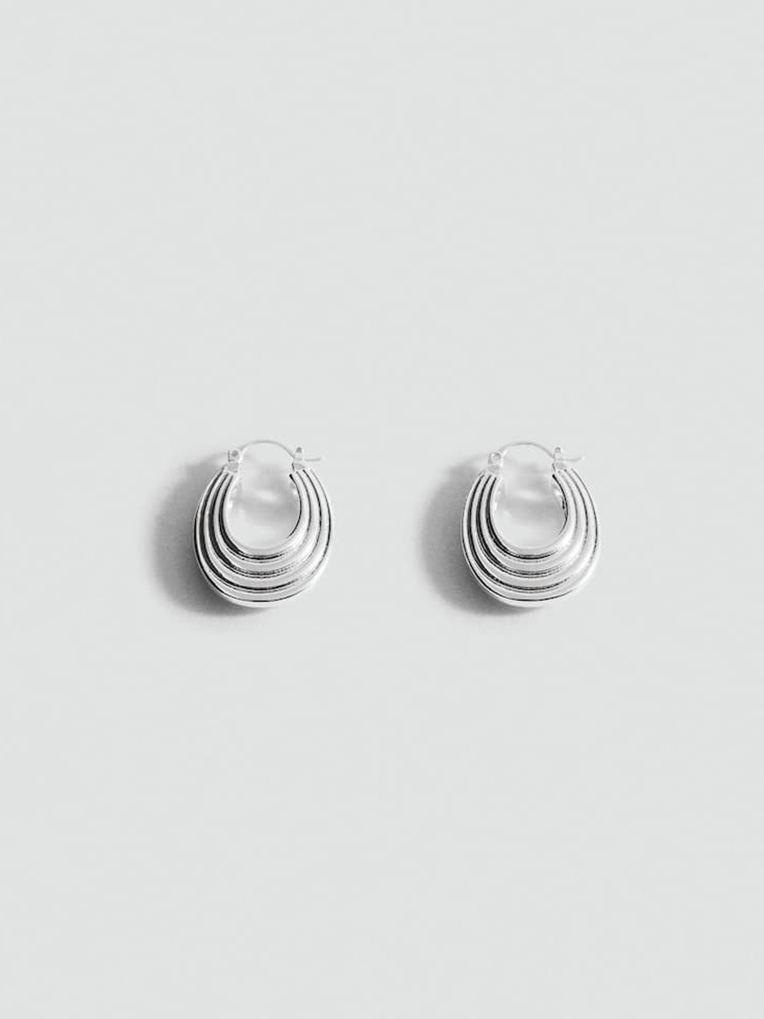 

MANGO Oval Shaped Hoop Earrings, Silver