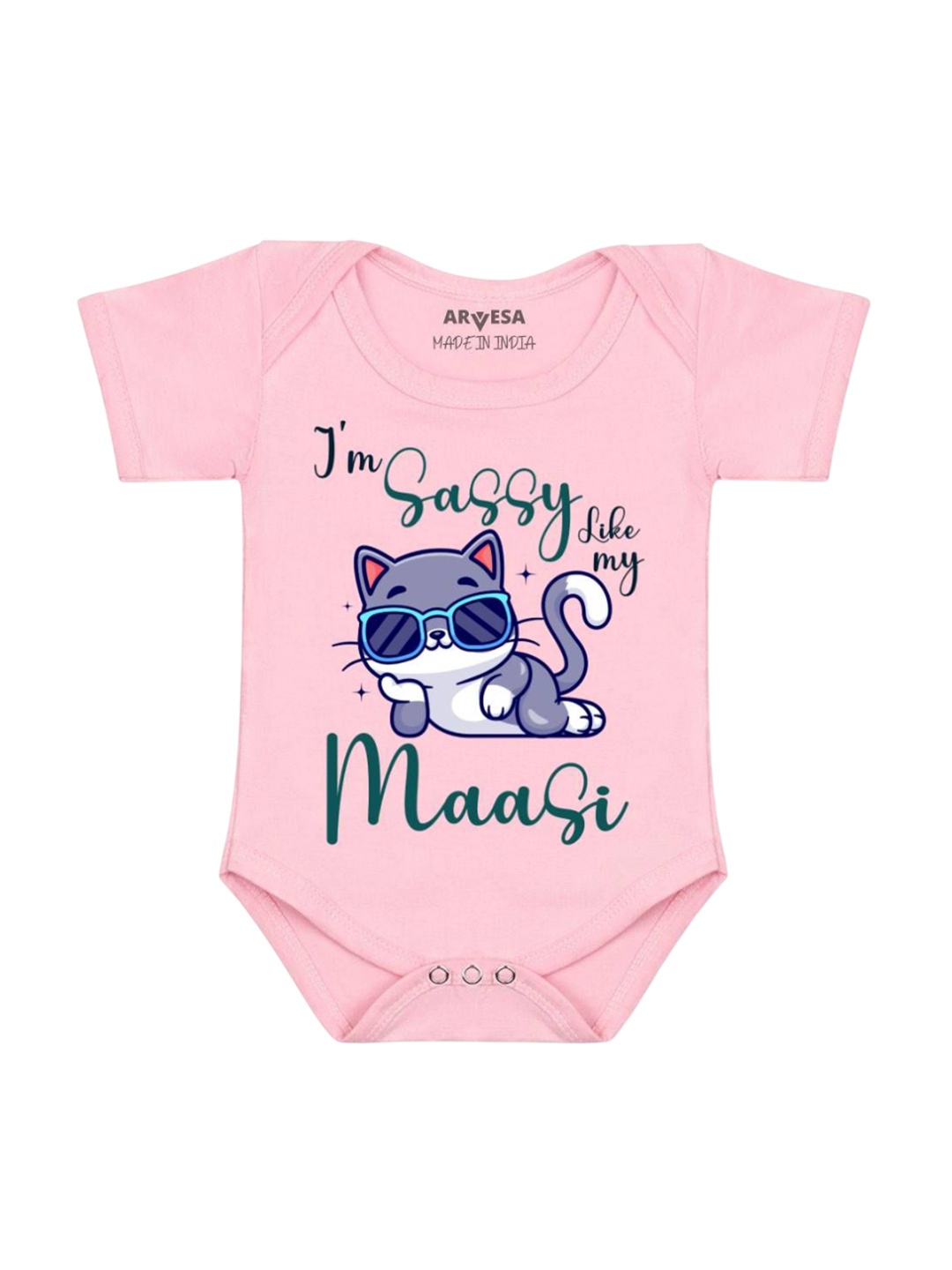

Arvesa Kids I Am Sassy Like My Bua Printed Romper, Pink