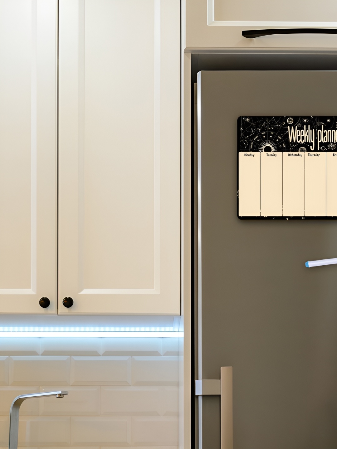 

CVANU Magnetic Planner Sheet Black & Beige Printed Magnetic Sheet With Marker For Fridge