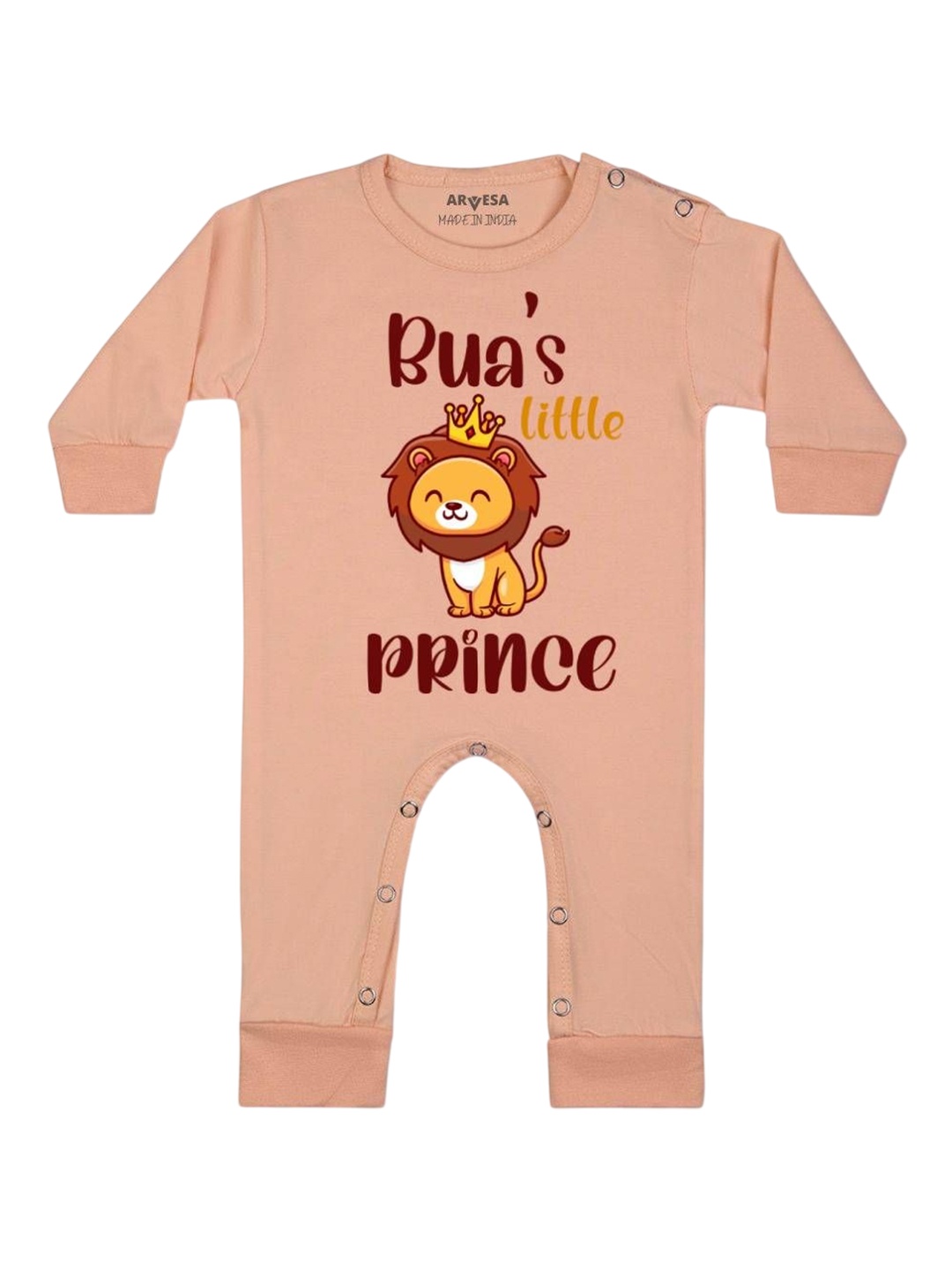 

Arvesa Kids Bua Little Prince Printed Baby Romper, Peach