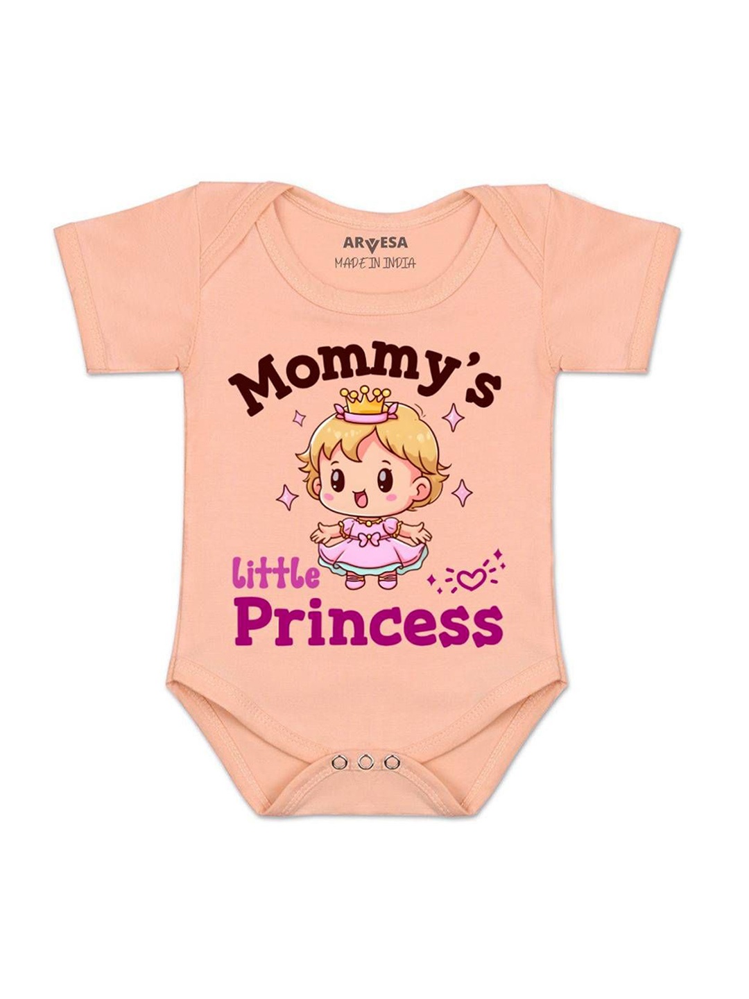 

Arvesa Infants Kids Printed Short Sleeves Romper, Peach