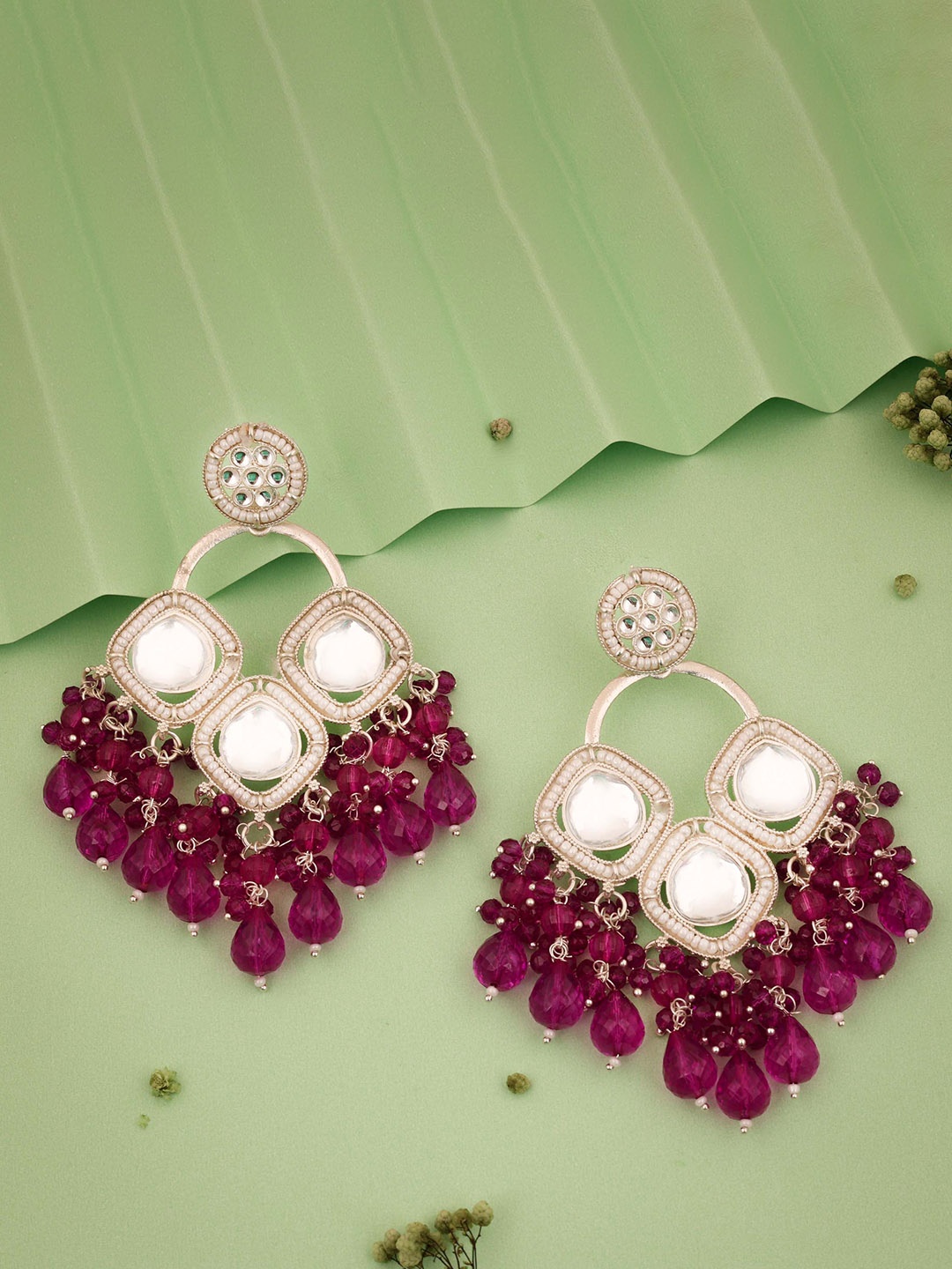 

Lyriss Gold Plated Artificial Beads Contemporary Jhumkas