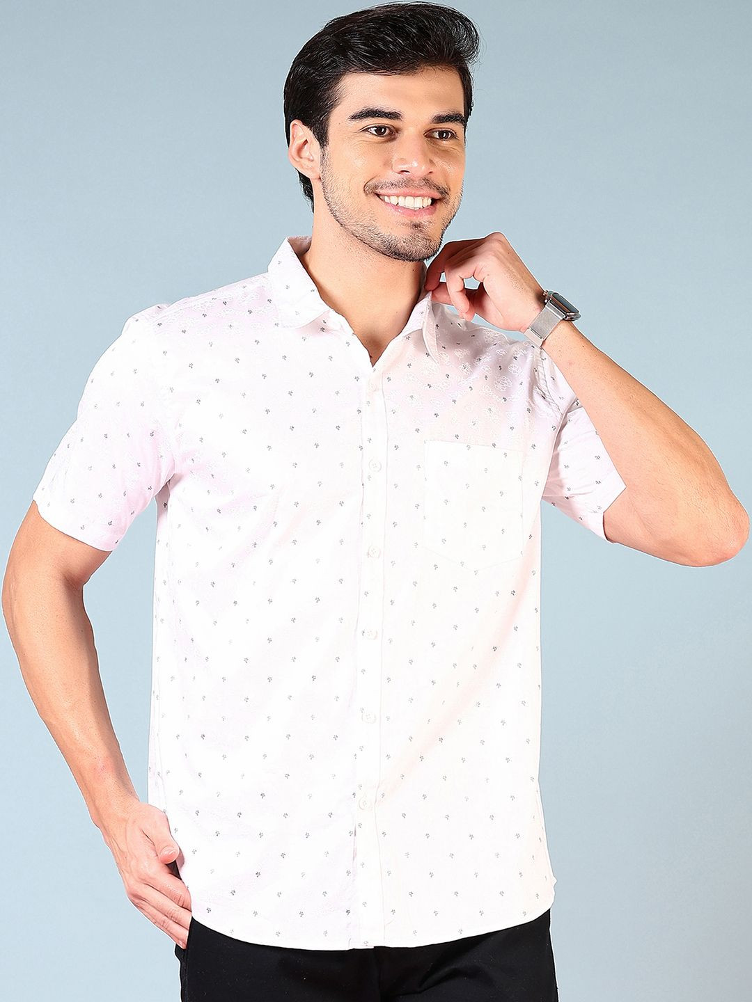 

V-Mart Men Opaque Printed Casual Shirt, White