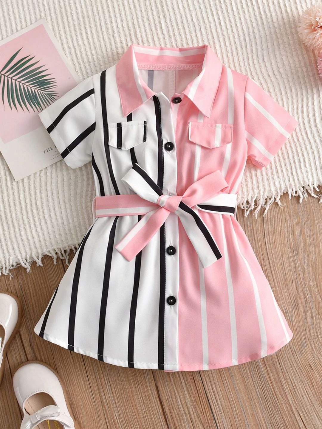 

BAESD Striped Fit & Flare Dress, Pink