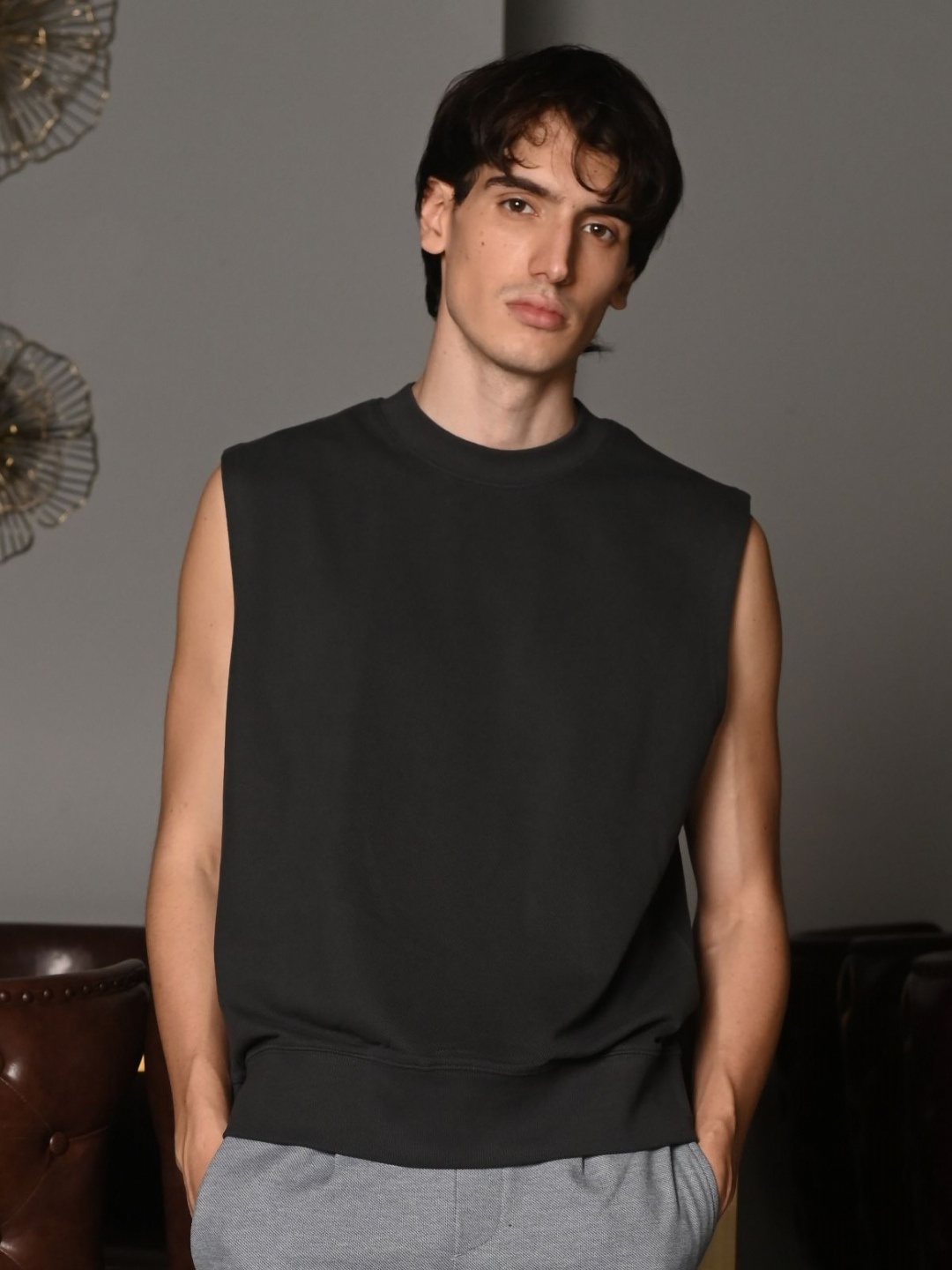 

ODETTE Men Applique T-shirt, Grey