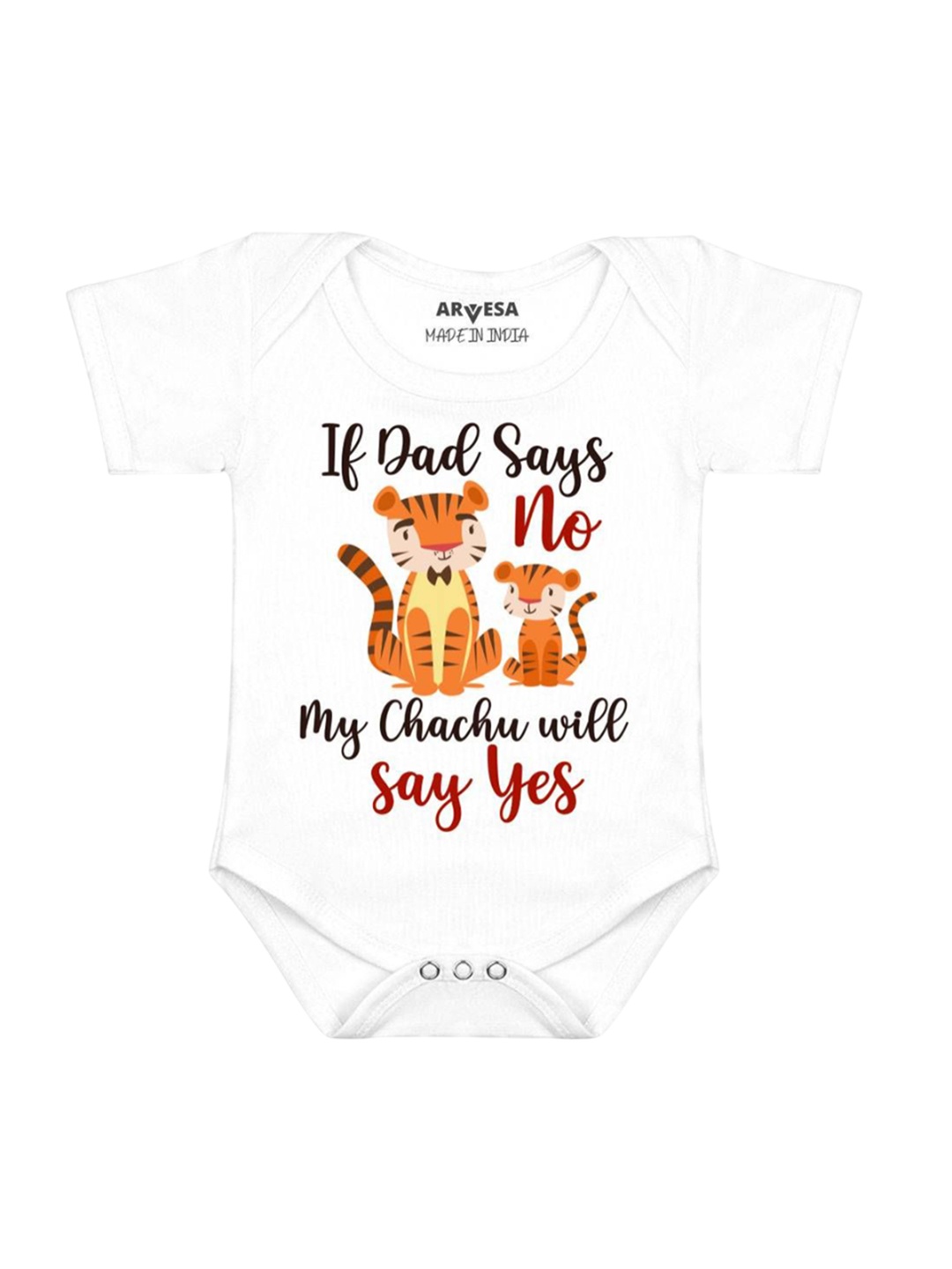 

Arvesa If Dad Say No My Chachu Printed Romper, White