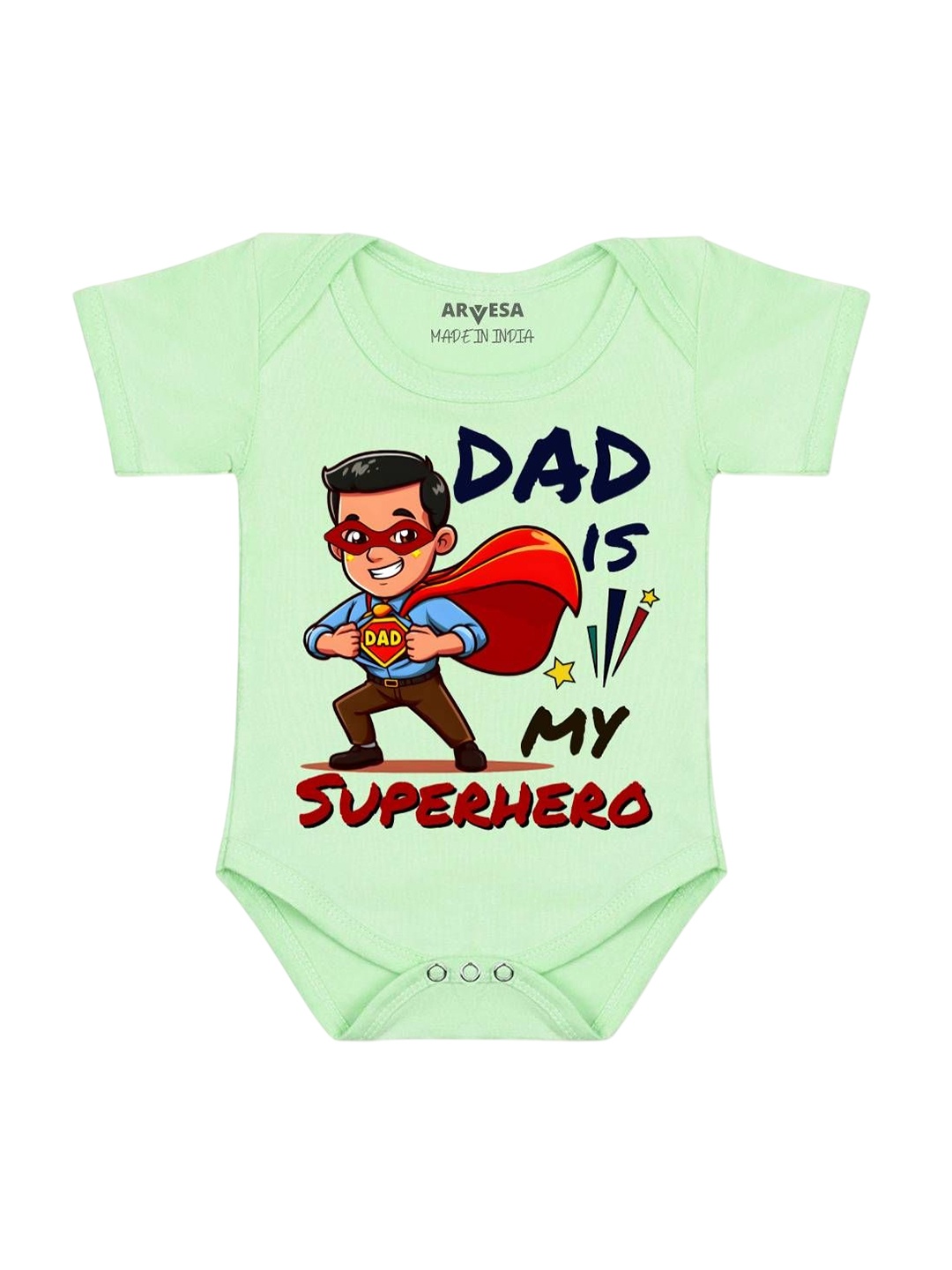 

Arvesa Kids Dad Is My Superhero Printed Romper, Green