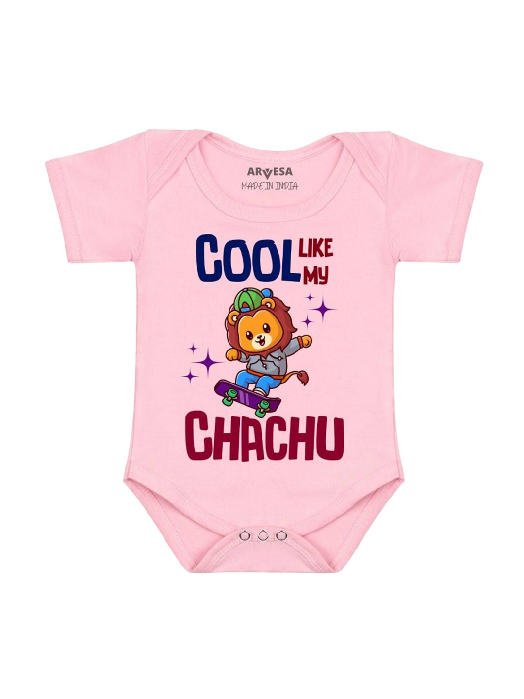 

Arvesa Kids Cool Like My Chachu Printed Romper, Pink