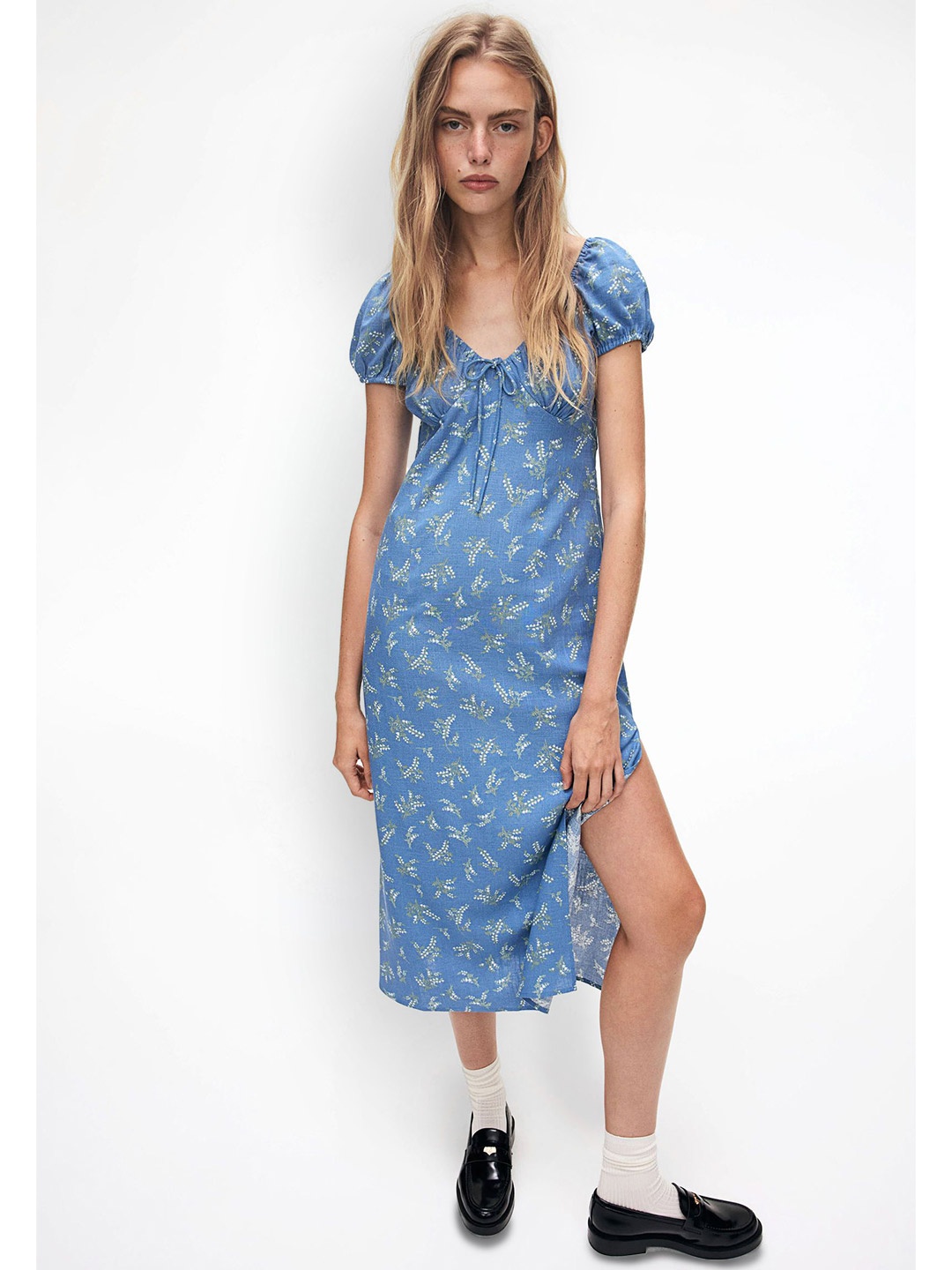 

H&M Tie-Detail Maxi Dress, Blue