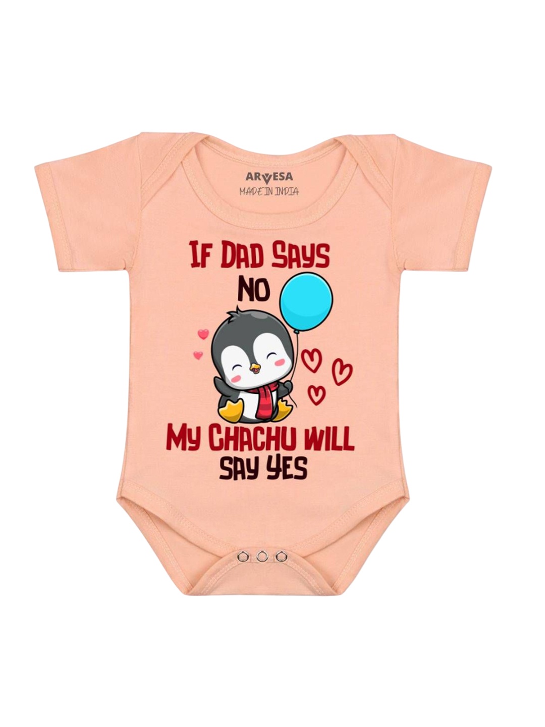 

Arvesa If Dad Say No My Chachu Printed Romper, Peach