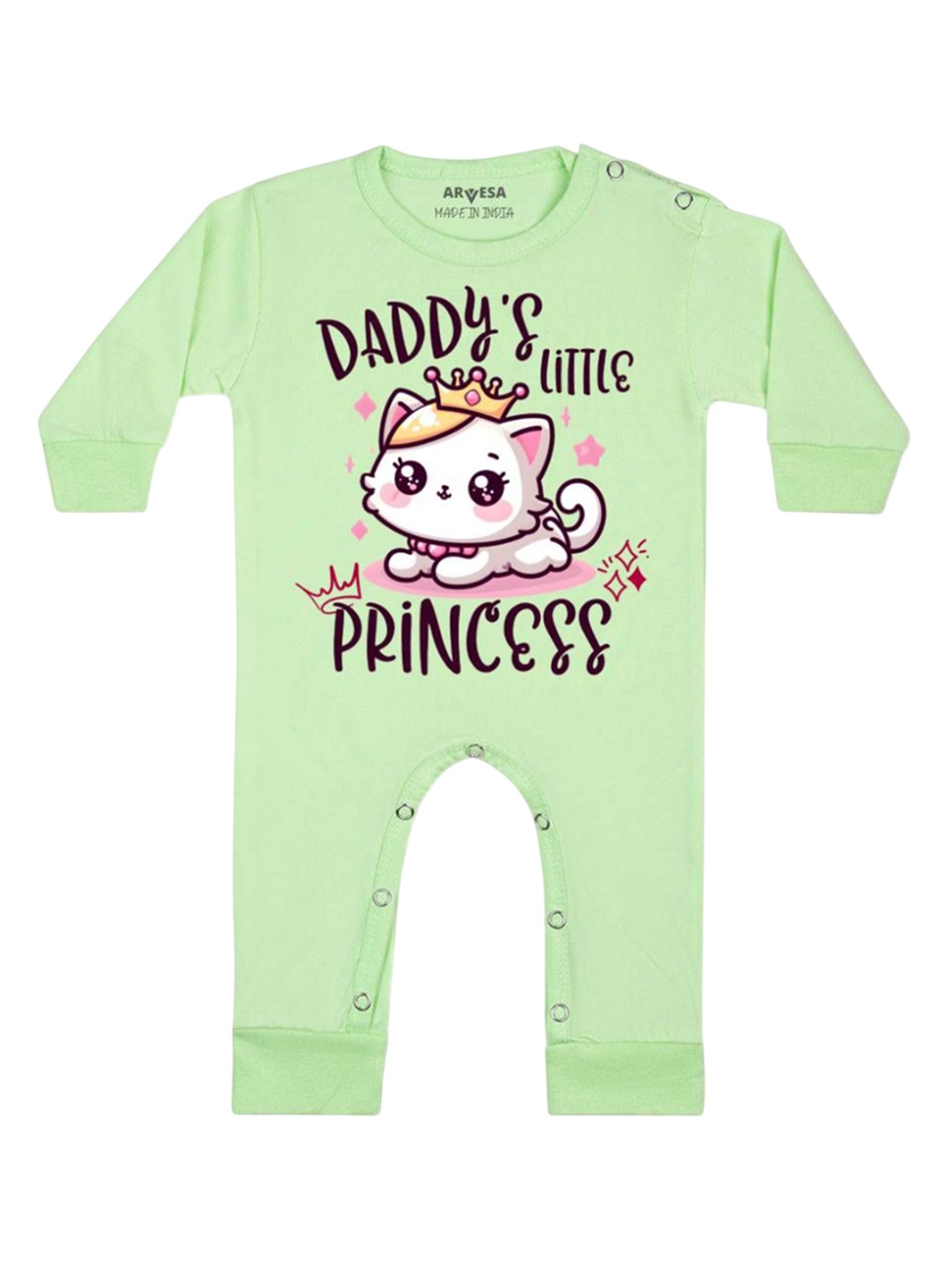 

Arvesa Kids Daddy Little Princess Printed Baby Romper, Green