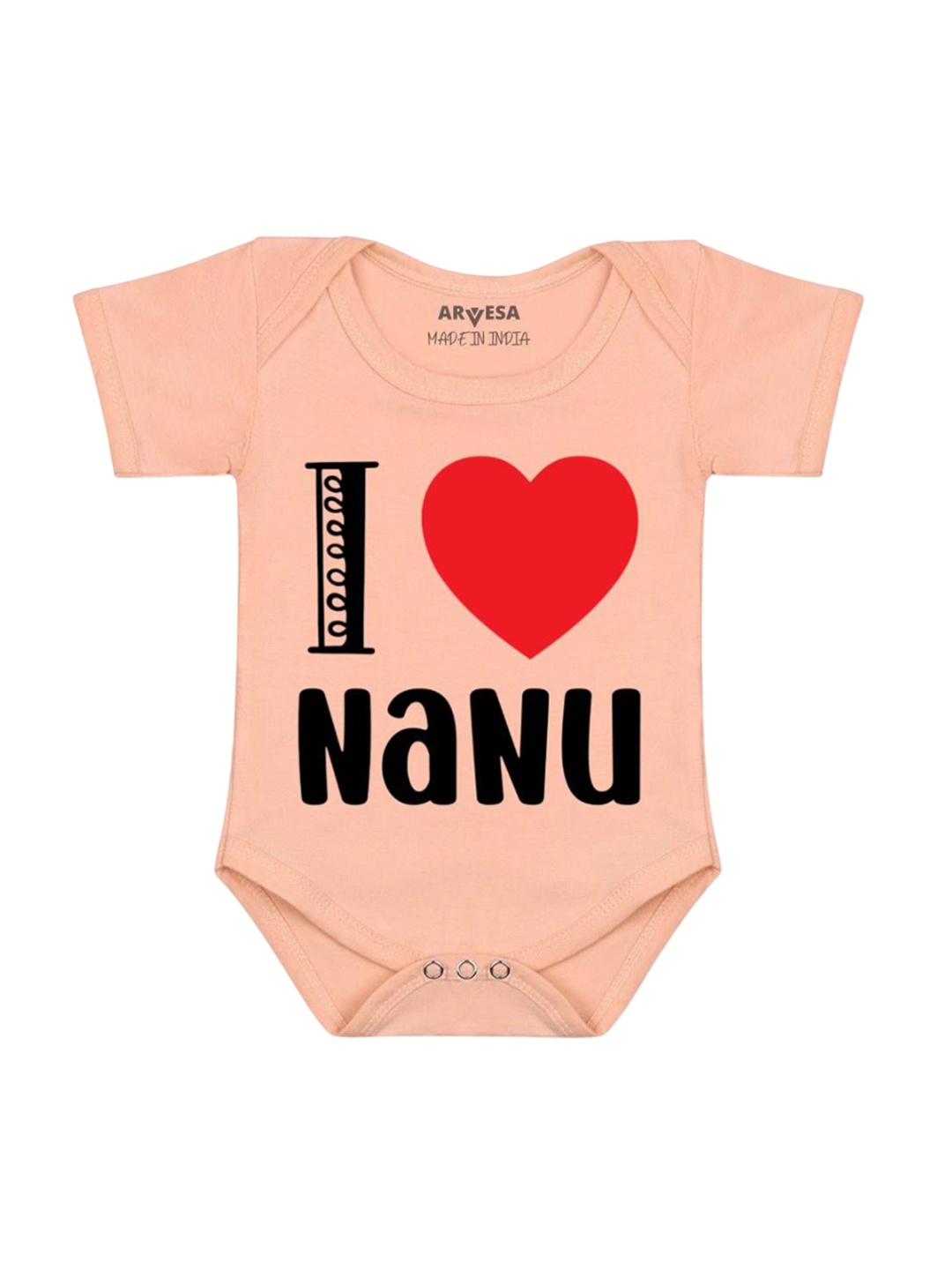 

Arvesa I Love Nanu Printed Romper, Peach