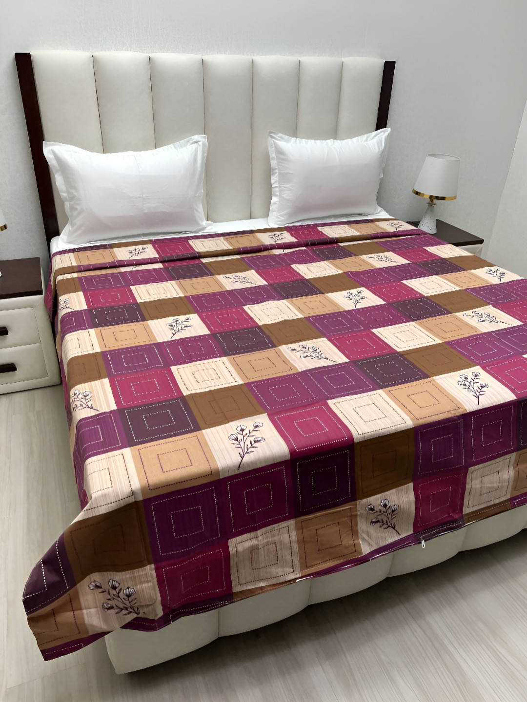 

Pure Decor Brown & Beige Printed Pure Cotton 260 TC King Size Duvet Cover