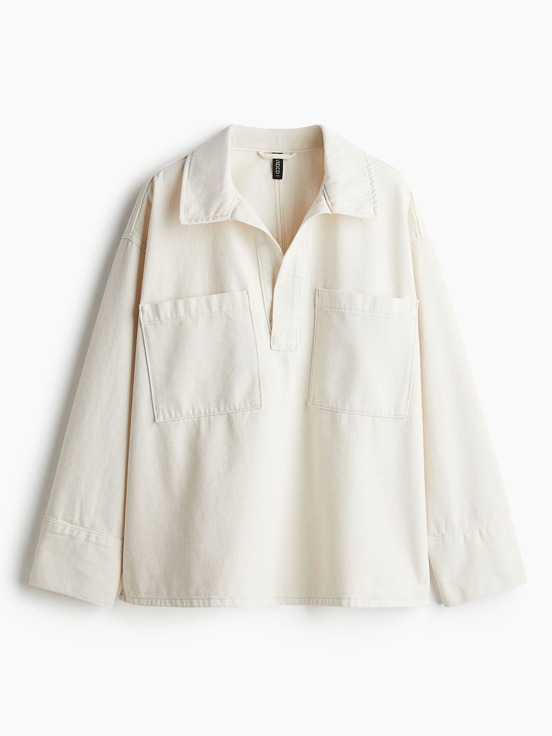 

H&M Oversized Popover Denim Shirt, White