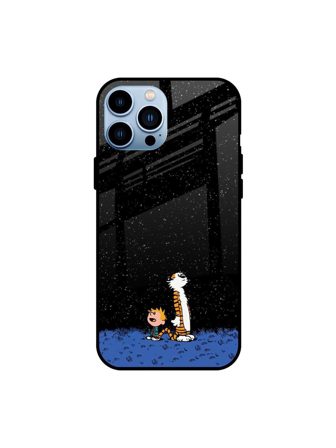 

QRIOH Night Sky Star Real Printed iPhone 13 Pro Back Case, Black