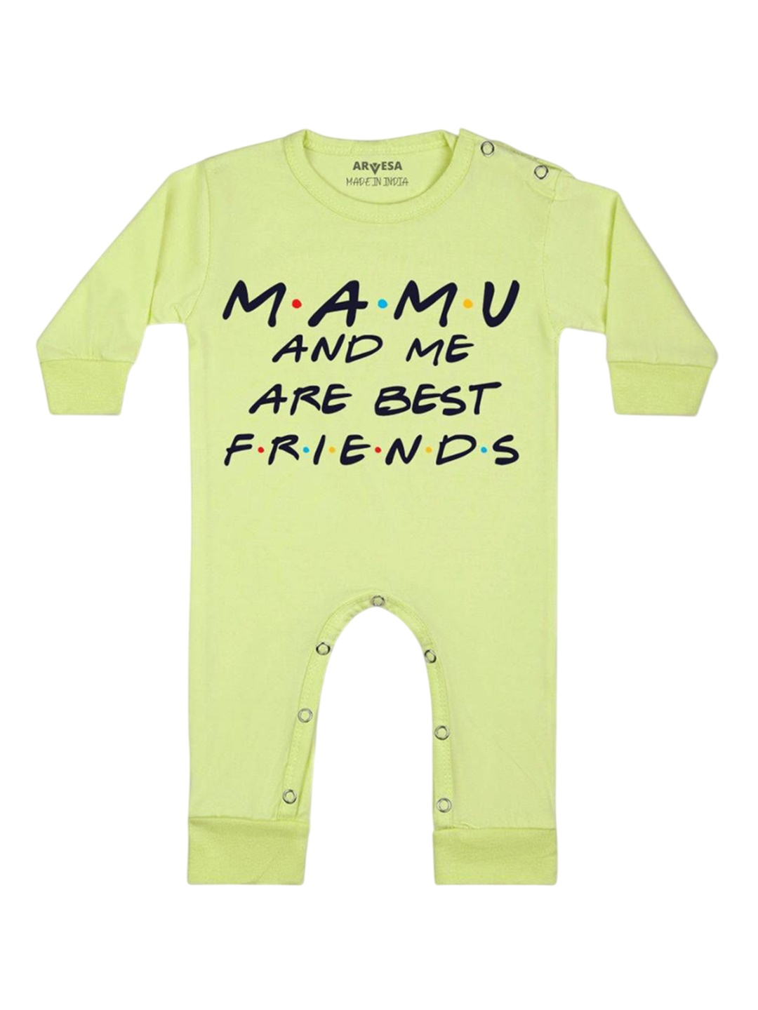 

Arvesa Kids Mamu & Me Are Best Friend Printed Baby Romper, Yellow