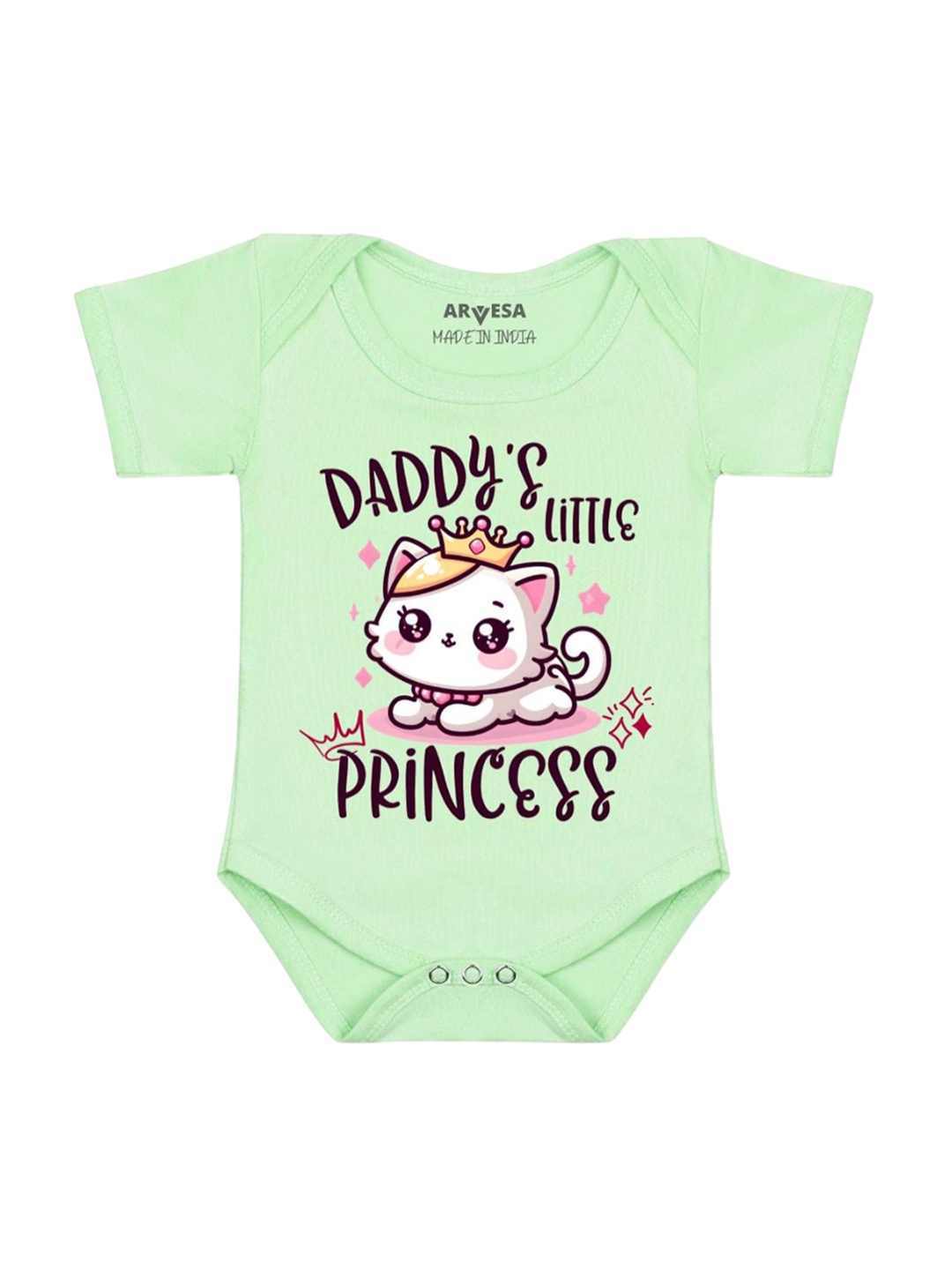 

Arvesa Kids Daddy Little Princess Printed Romper, Green