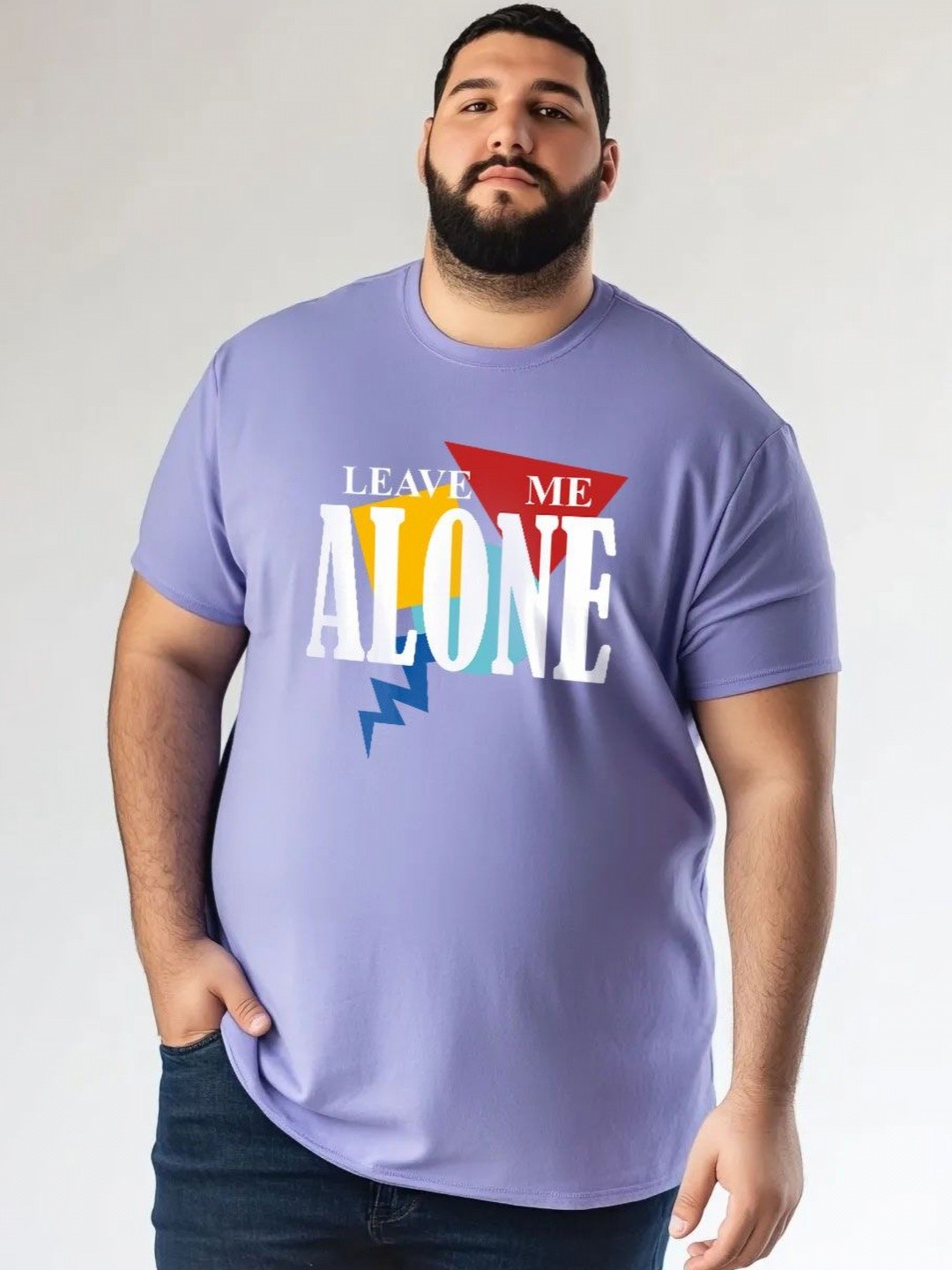 

Toodle Plus Unisex Plus Size Graphic Printed Round Neck Pure Cotton T-Shirt, Blue