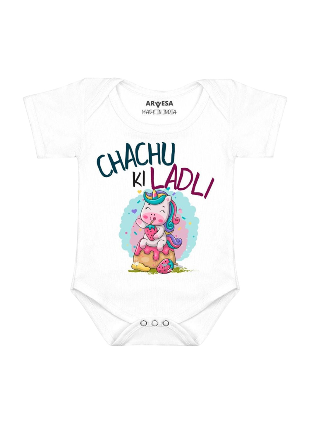 

Arvesa Chachu Ki Ladli Printed Romper, White
