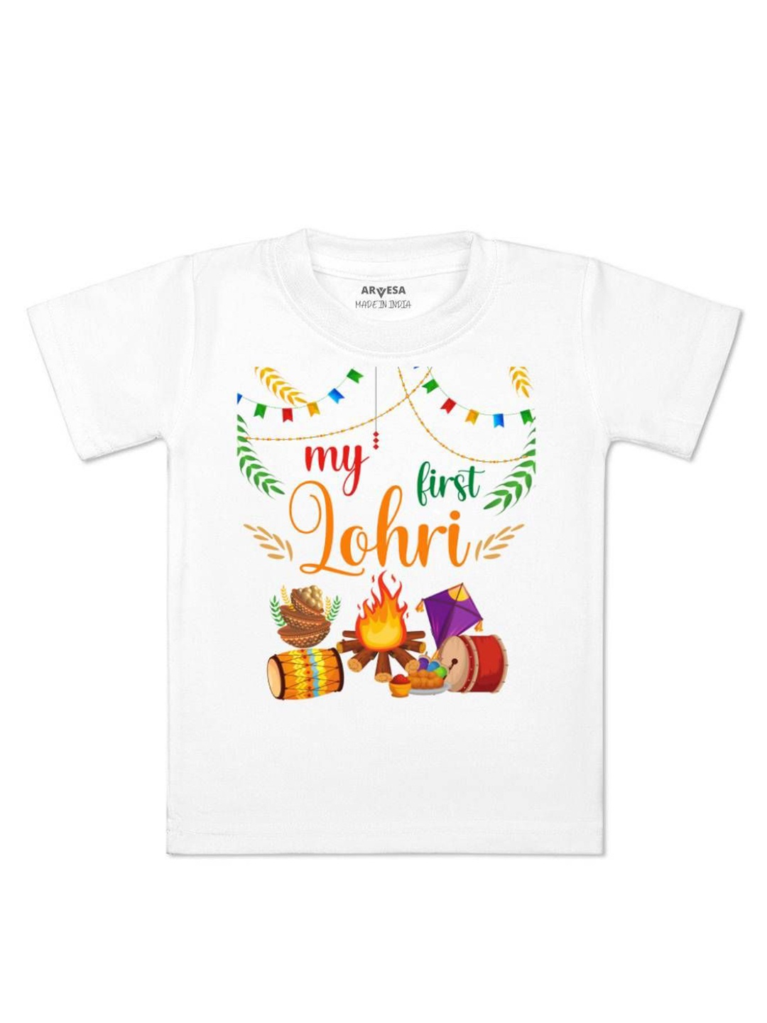 

Arvesa Kids Typography Printed Applique T-shirt, White