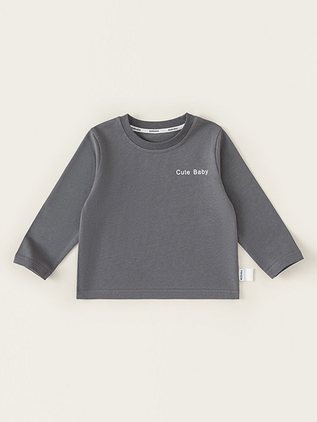 

LULU & SKY Boys Solid Round Neck Cotton T-shirt, Grey