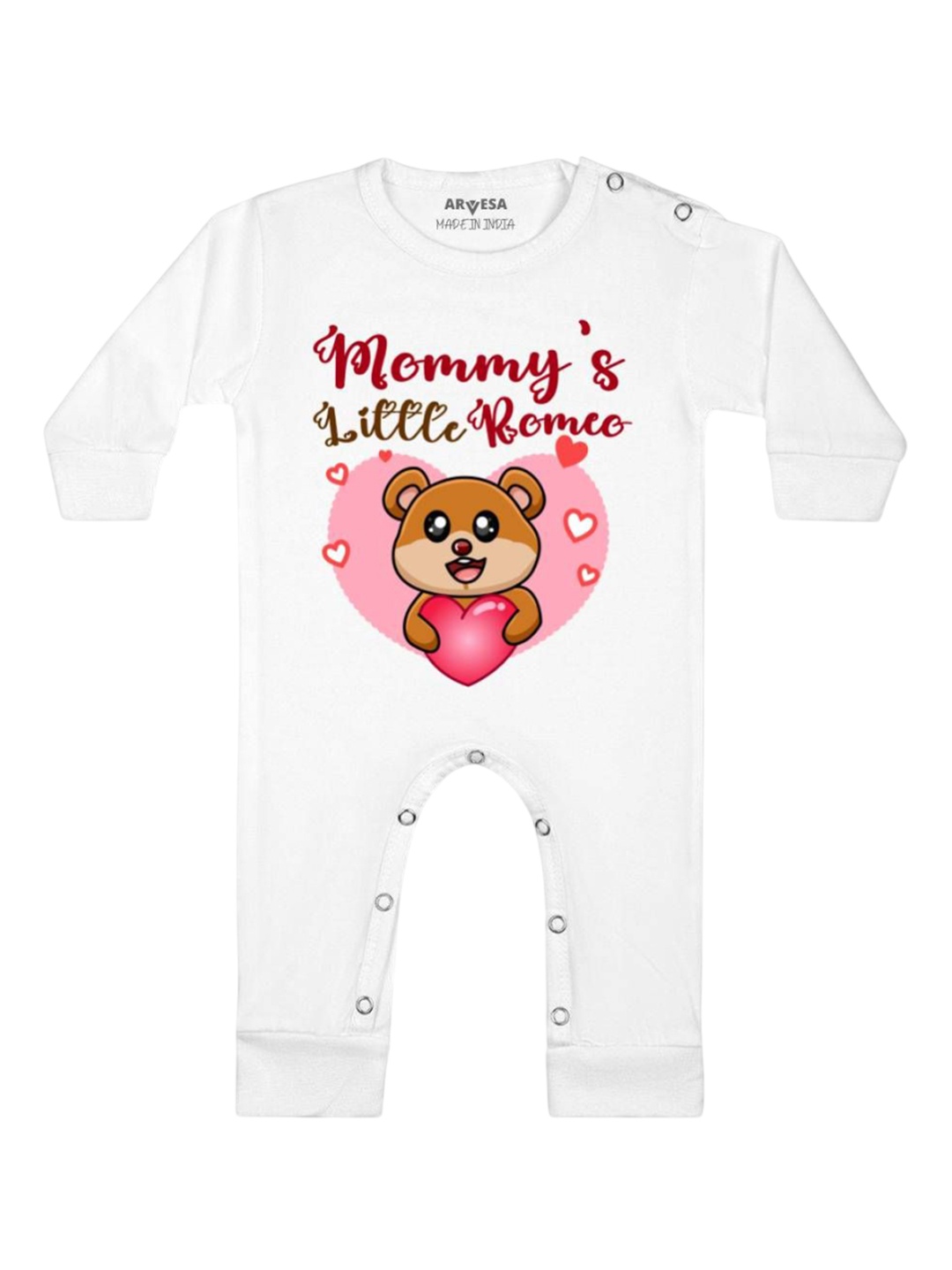 

Arvesa Little Romeo Printed Baby Romper, White