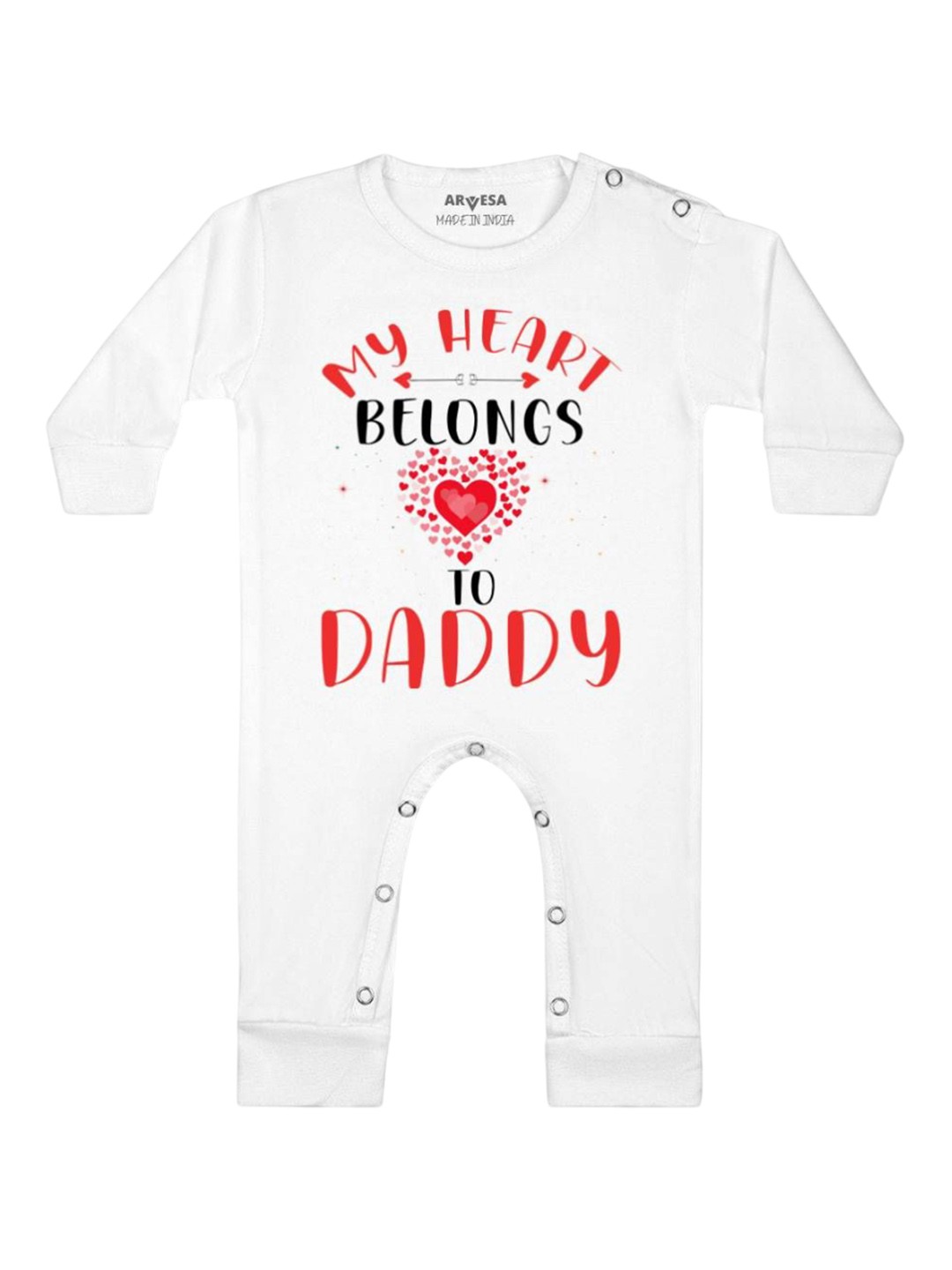

Arvesa My Heart Belongs To Daddy Printed Baby Romper, White