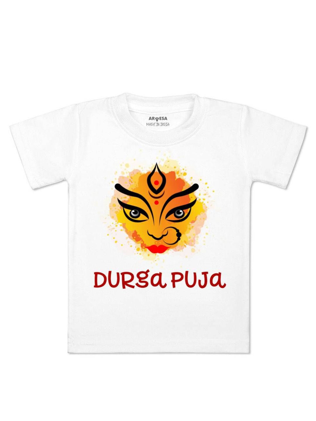 

Arvesa First Navratri Printed Kids Unisex T-shirt, White