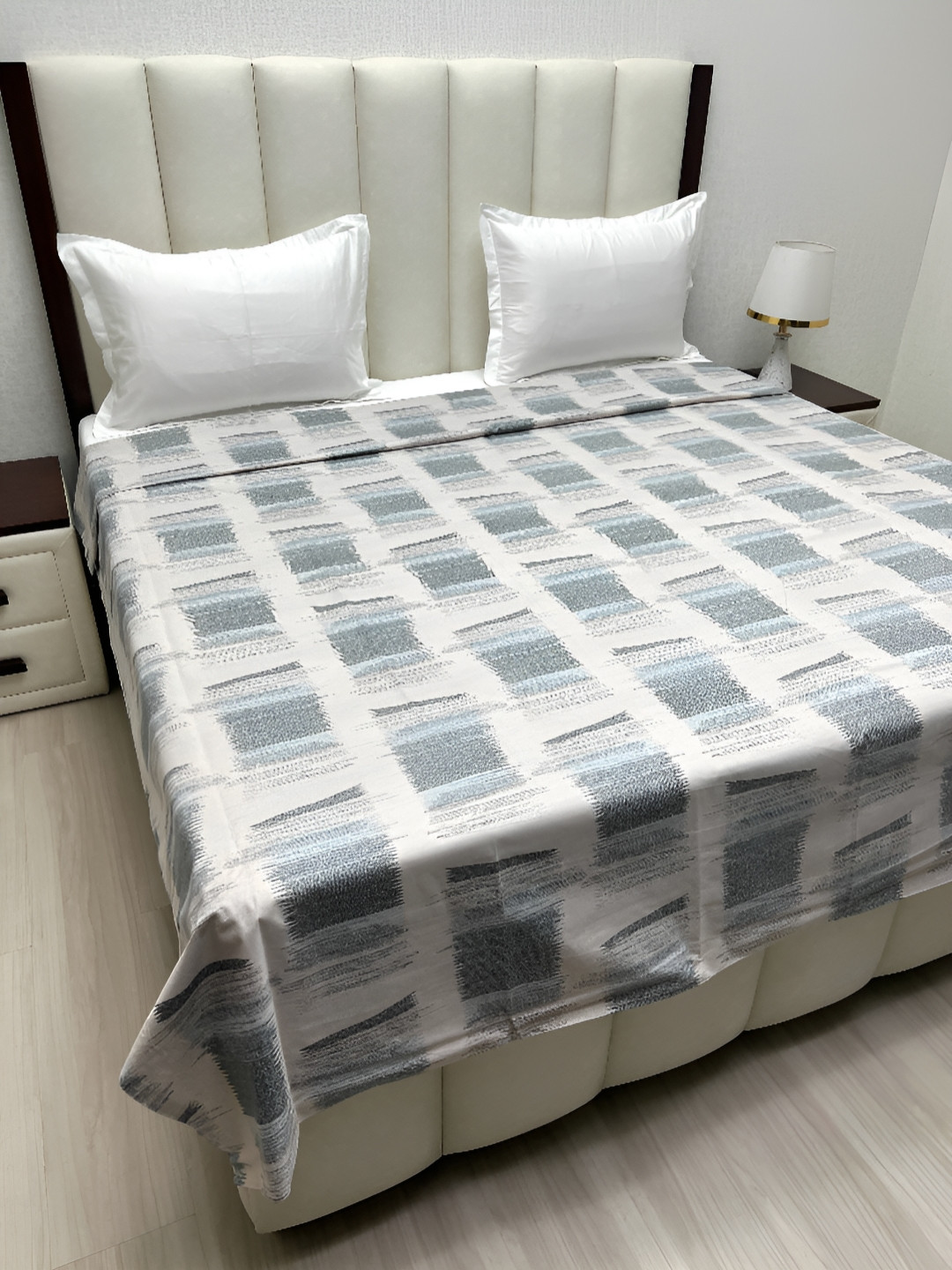 

Pure Decor Blue Floral Printed Cotton Double King Duvet Cover 2.23m x 2.43m, Grey