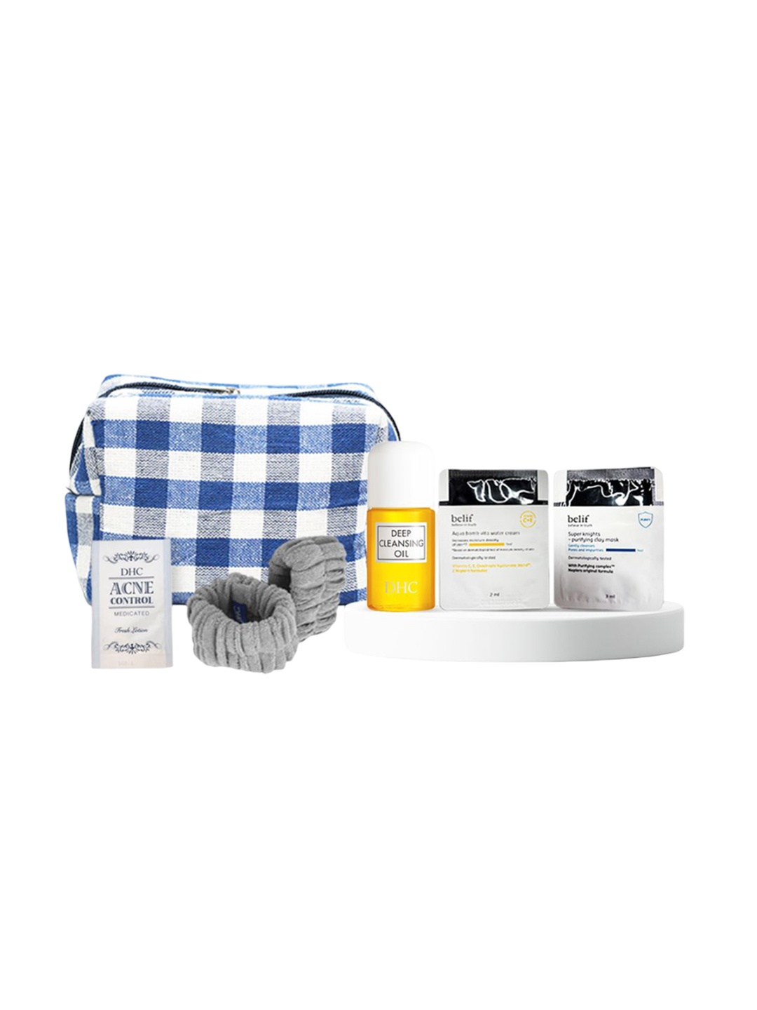 

DHC Set Of 5 Cleansing Oil, Foaming Wash, Clay Mask, Cream, Wrist Band & Pouch, Yellow