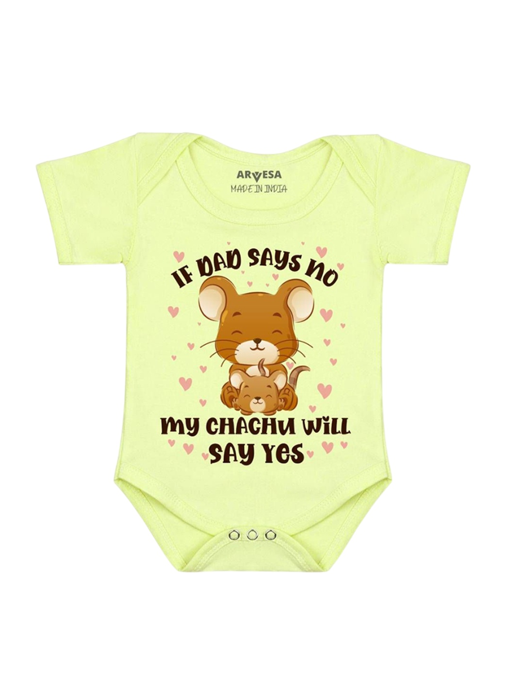 

Arvesa If Dad Say No My Chachu Printed Romper, Yellow