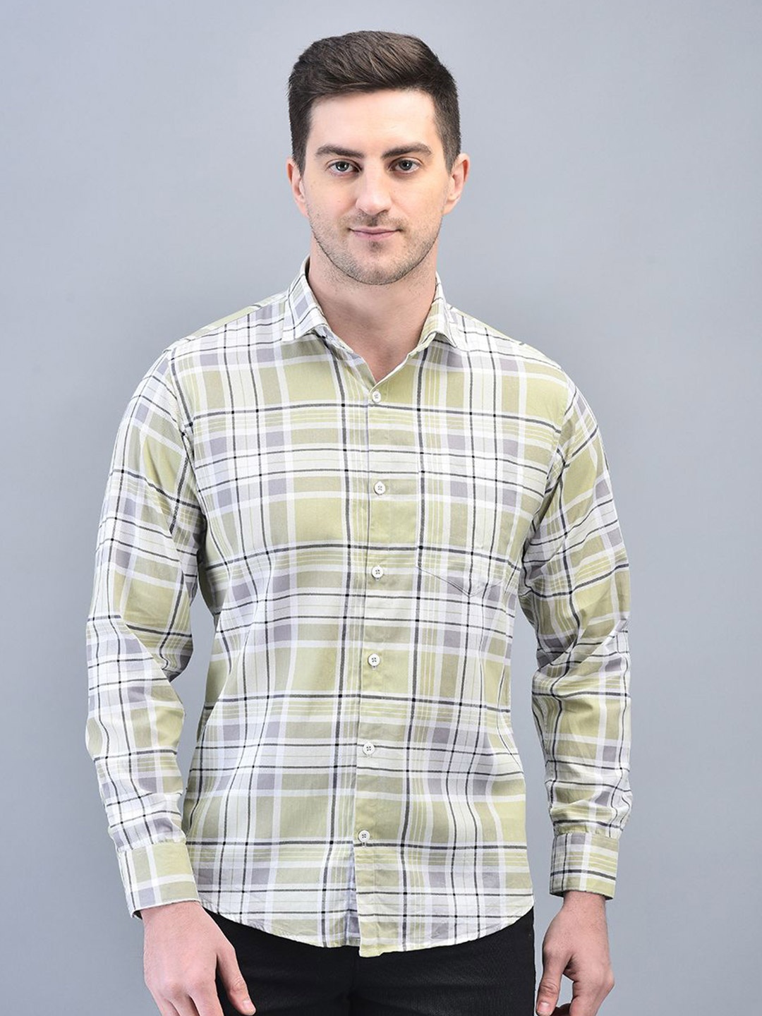 

CODE OF HONOUR Men Comfort Tartan Checks Opaque Checked Casual Shirt, Green