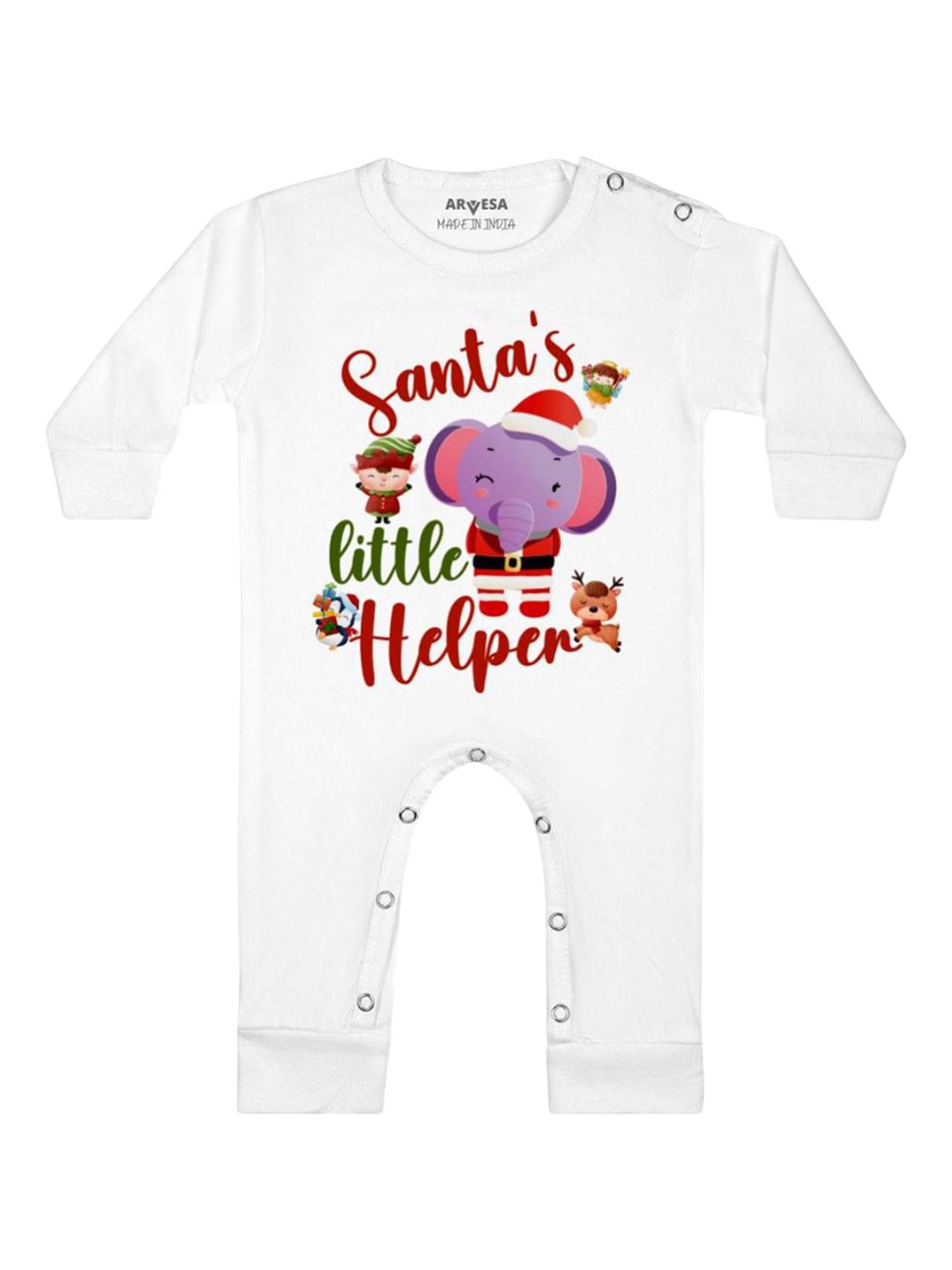 

Arvesa First Christmas Printed Baby Romper, White