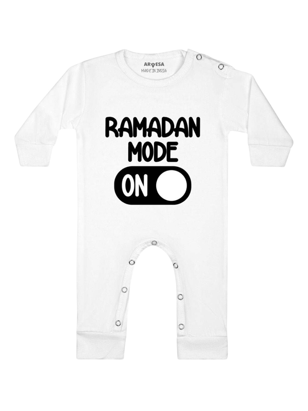 

Arvesa Kids Ramadan Mode On Printed Cotton Rompers, White