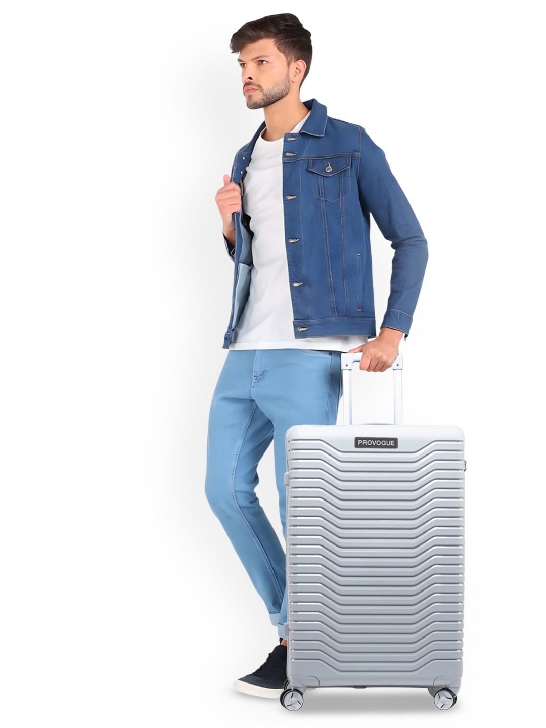 

Provogue Textured Hard-Sided Large Trolley Suitcase, Off white