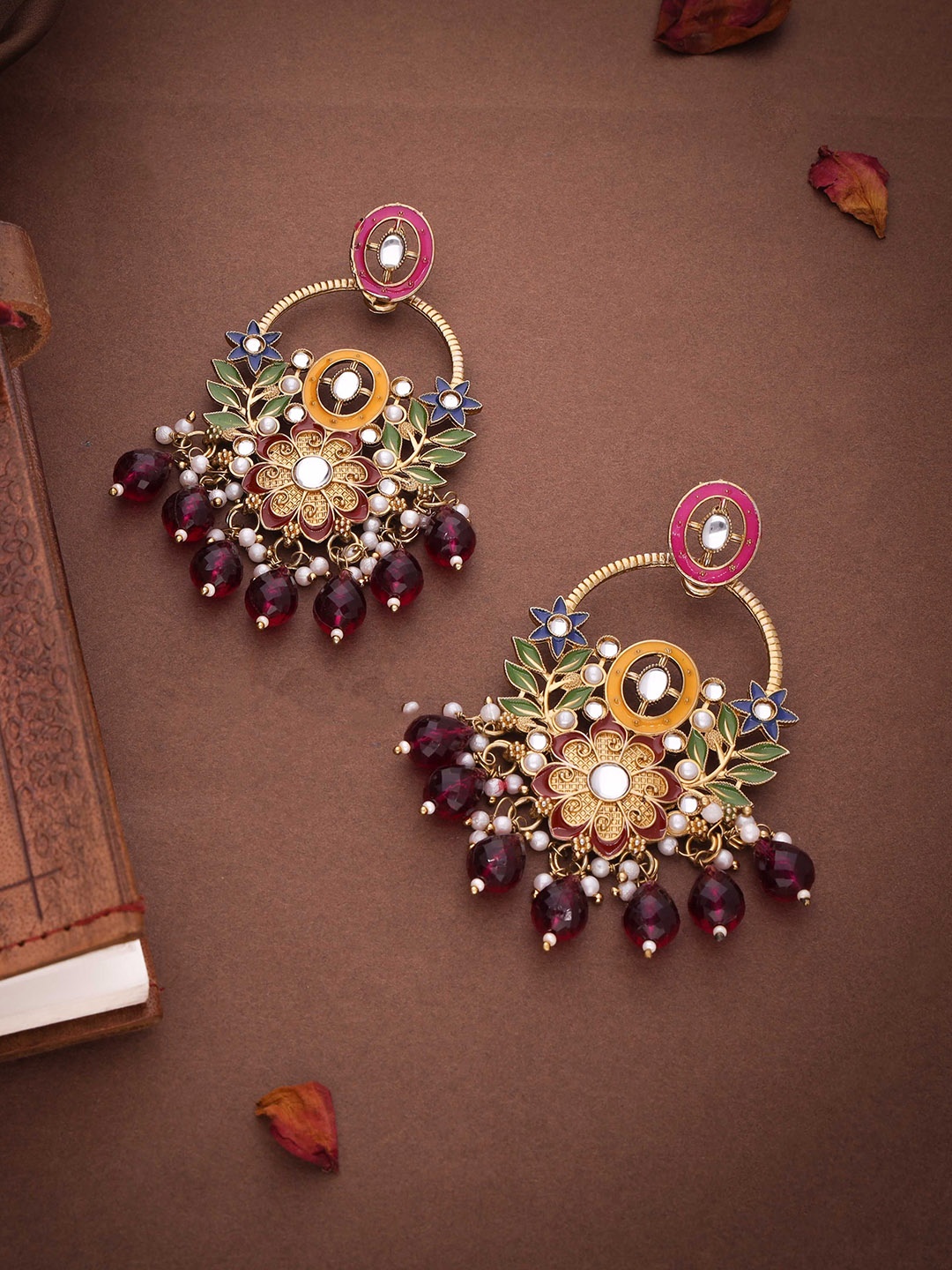 

Lyriss Gold Plated Artificial Beads Contemporary Jhumkas