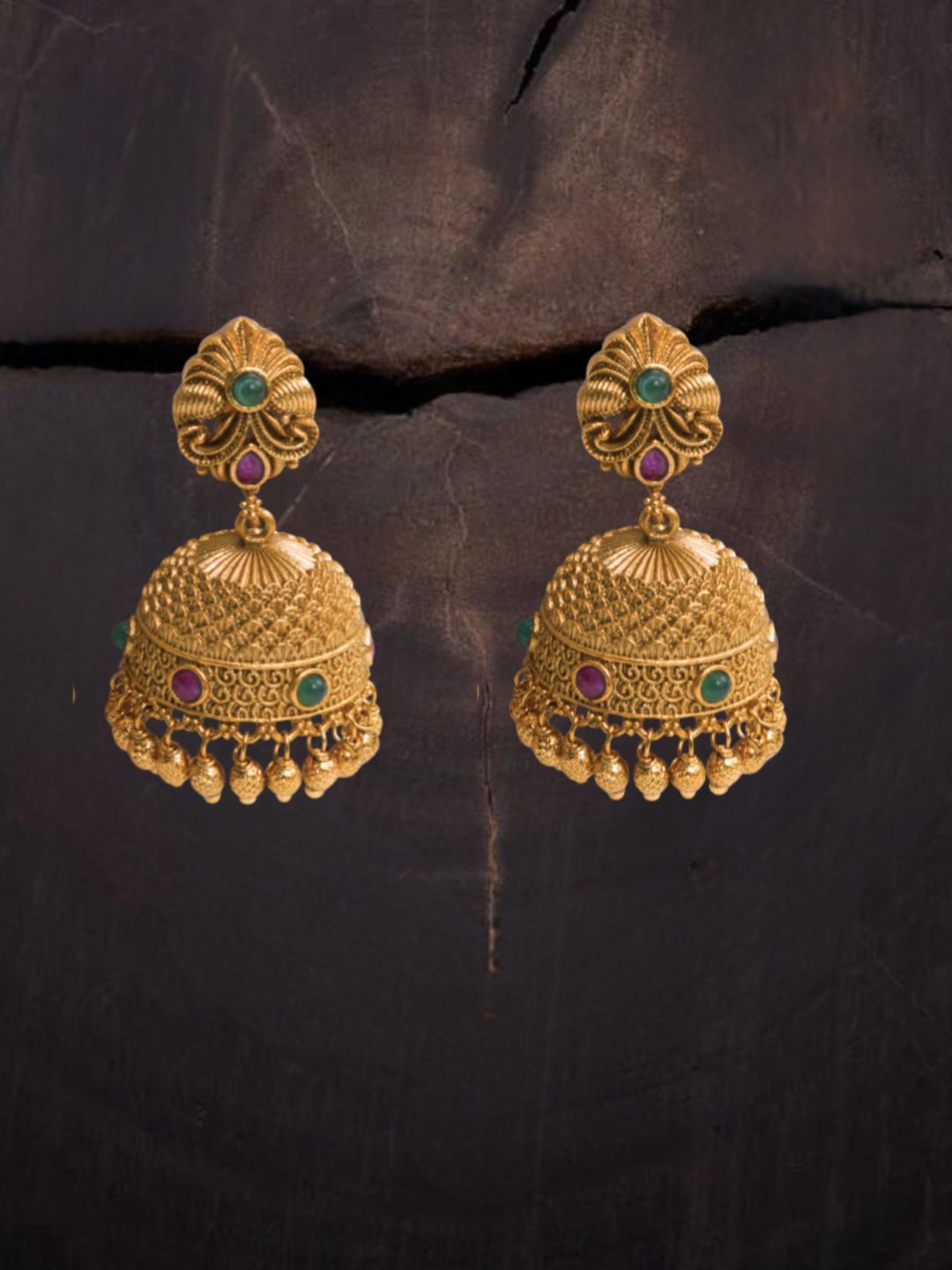 

South Temple Jewellery Contemporary Jhumkas Earrings, Gold
