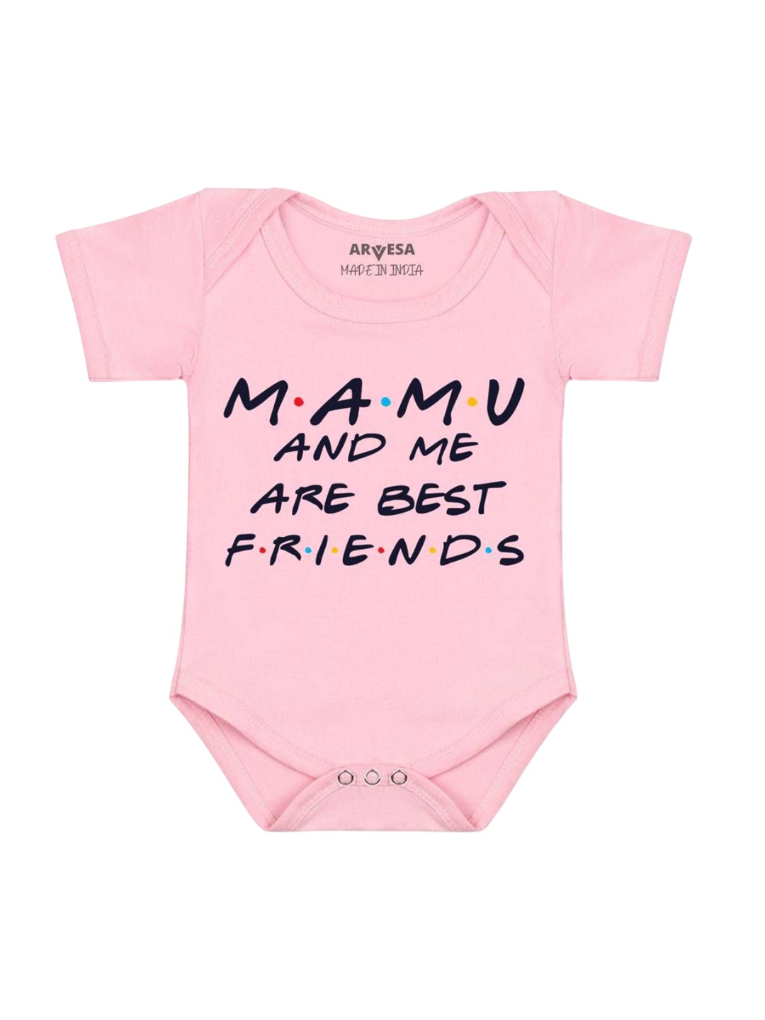 

Arvesa Mamu & Me Are Best Friend Printed Romper, Pink