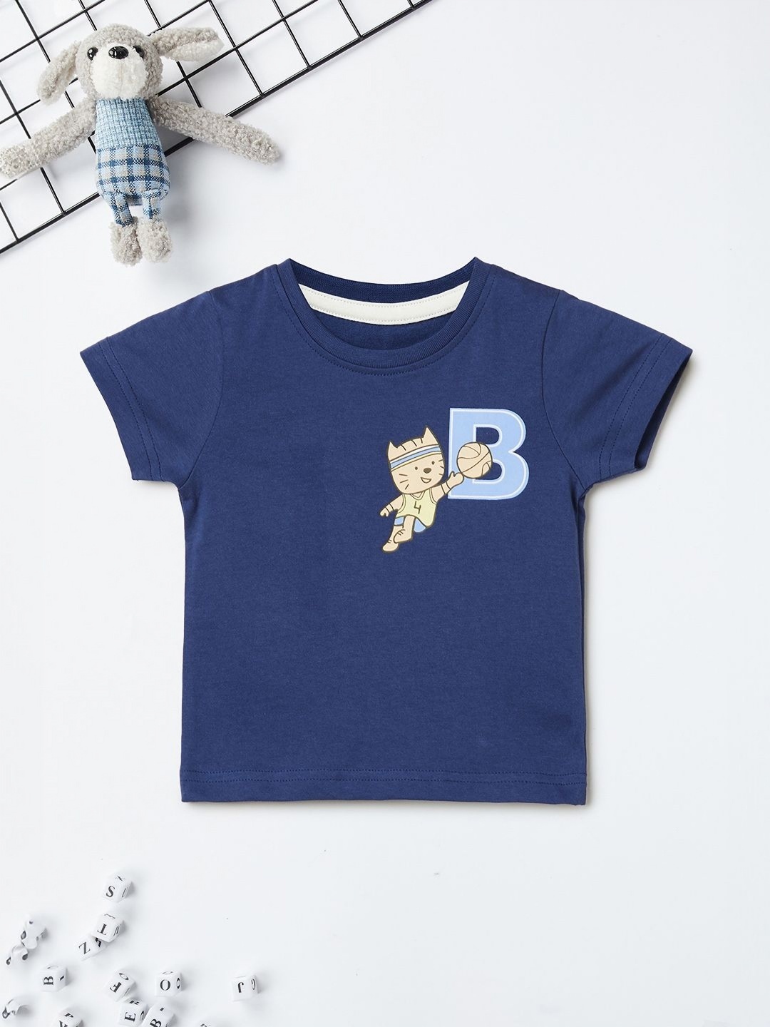 

max Boys Printed Applique T-shirt, Blue