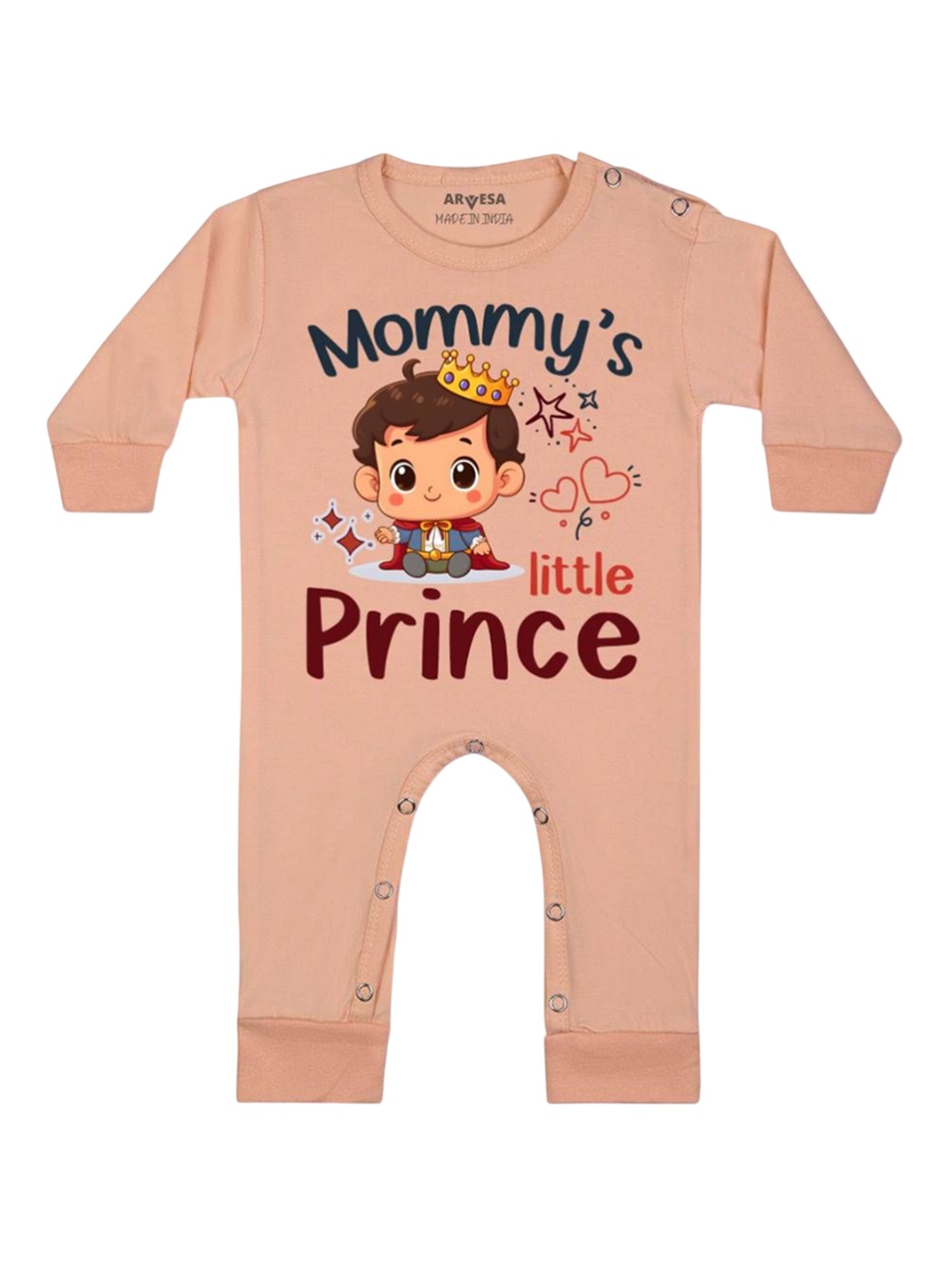

Arvesa Kids Mommy Little Prince Printed Baby Romper, Peach