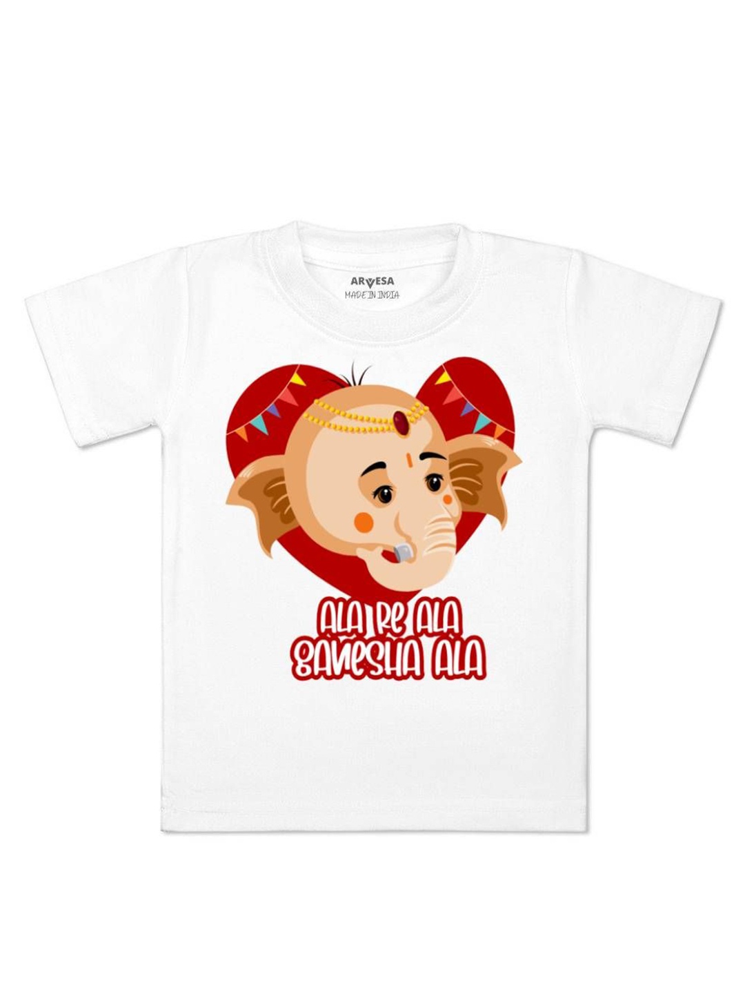 

Arvesa First Ganpati Printed Kids Unisex T-shirt, White