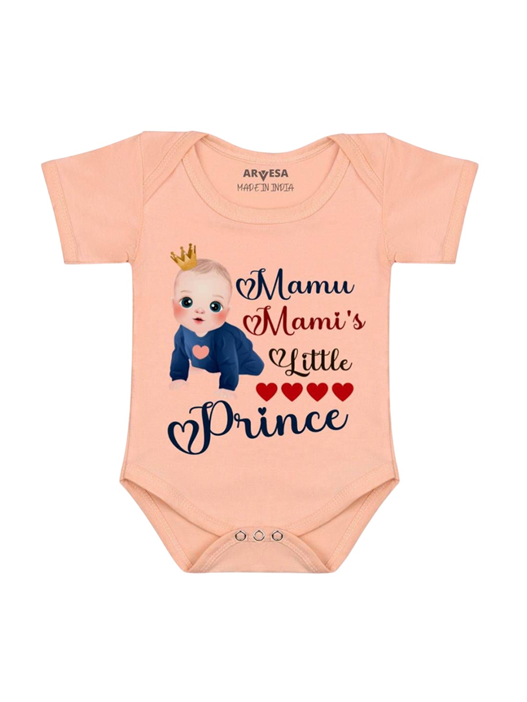 

Arvesa Mamu Mami'S Little Prince Printed Romper, Peach