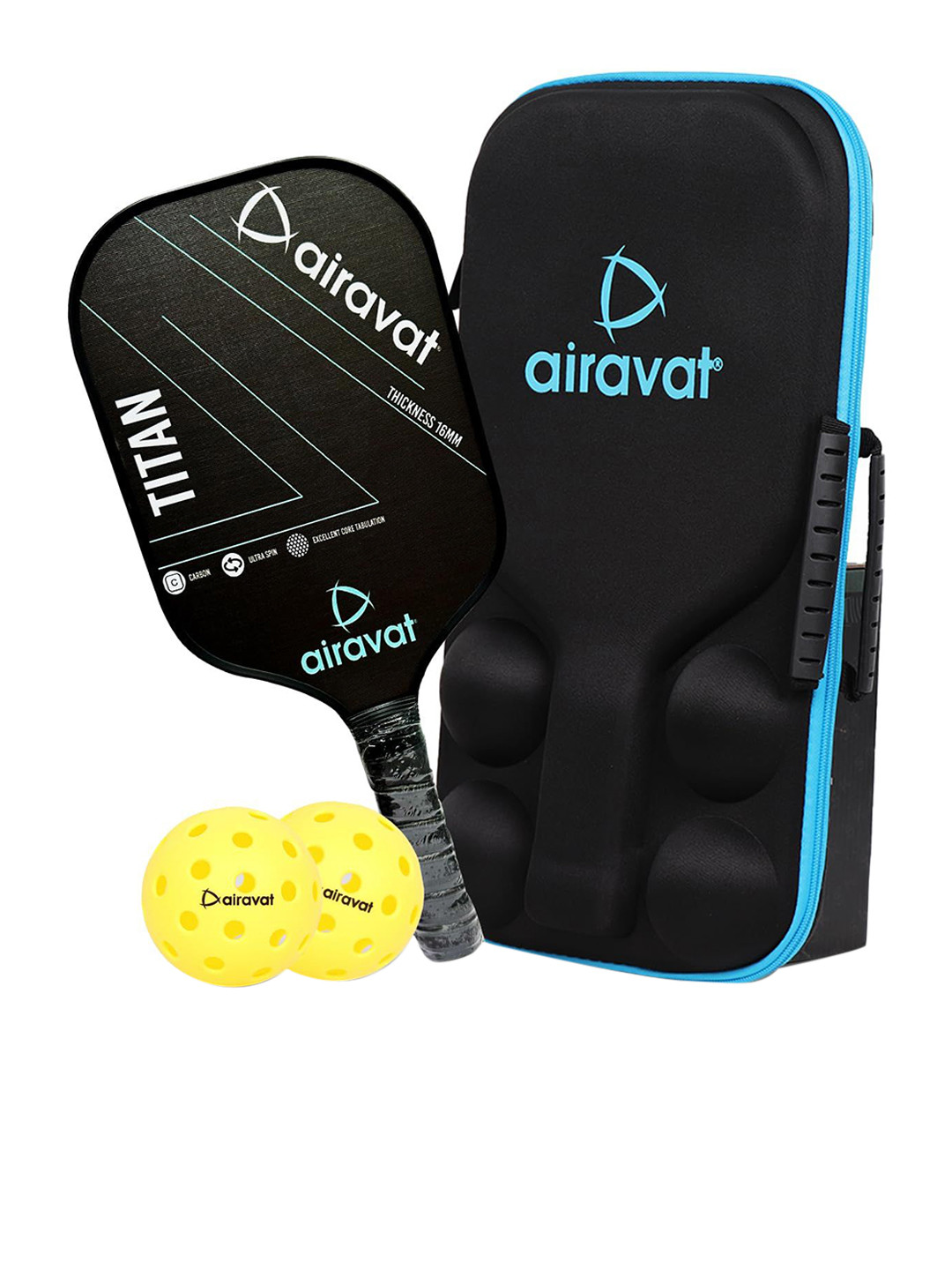 

AIRAVAT 3-Pcs Printed Bang Pickleball Paddle Set, Blue