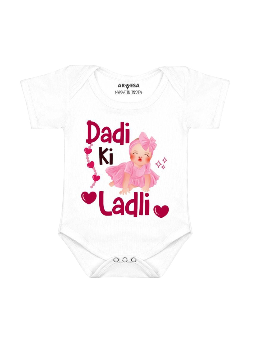 

Arvesa Dadi Ki Ladli Printed Romper, White