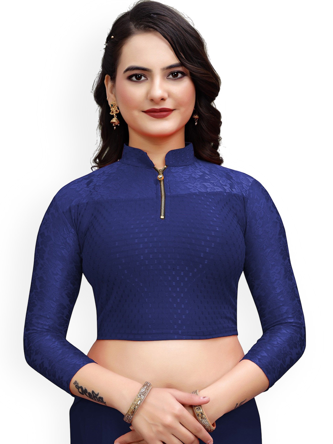 

SS Sanket Synthetics Embroidered Net Saree Blouse, Blue