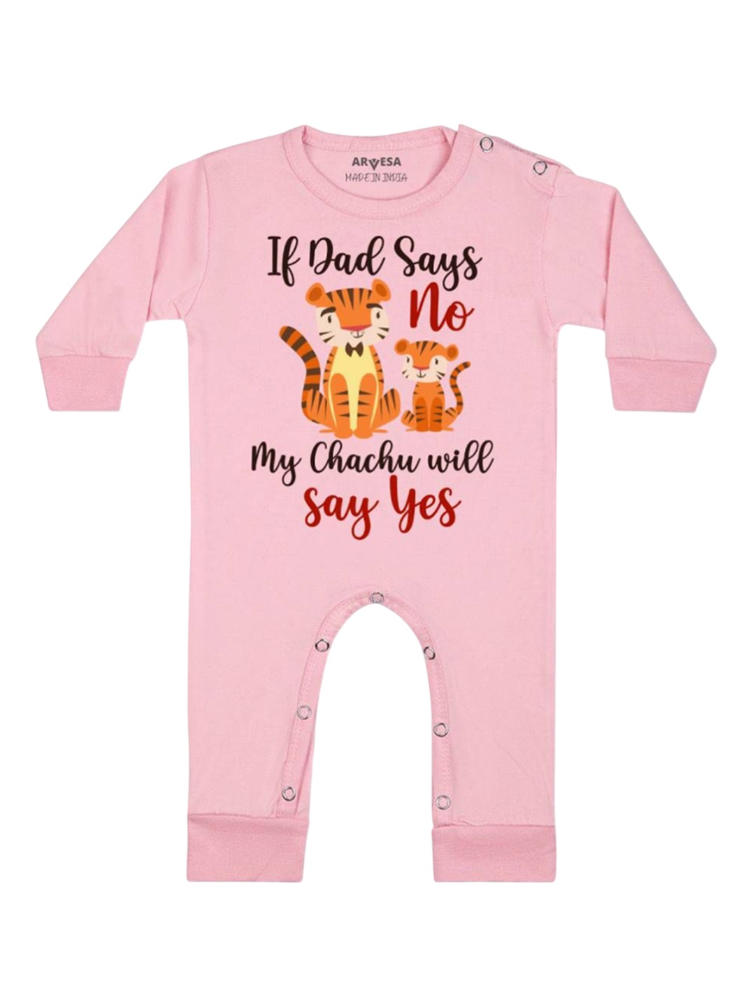 

Arvesa Kids If Dad Say No My Chachu Printed Baby Romper, Pink